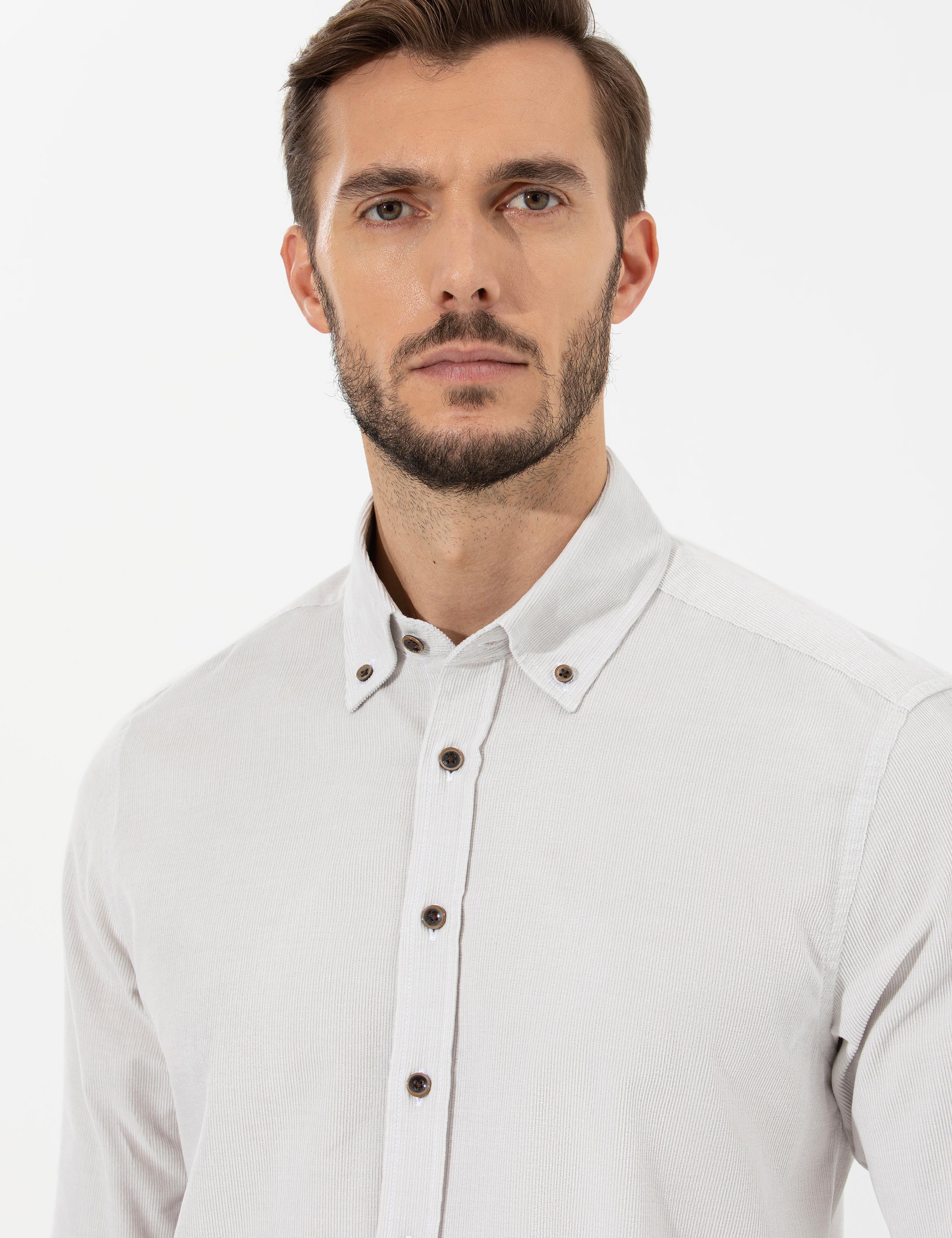 Bej Regular Fit Uzun Kollu Gömlek