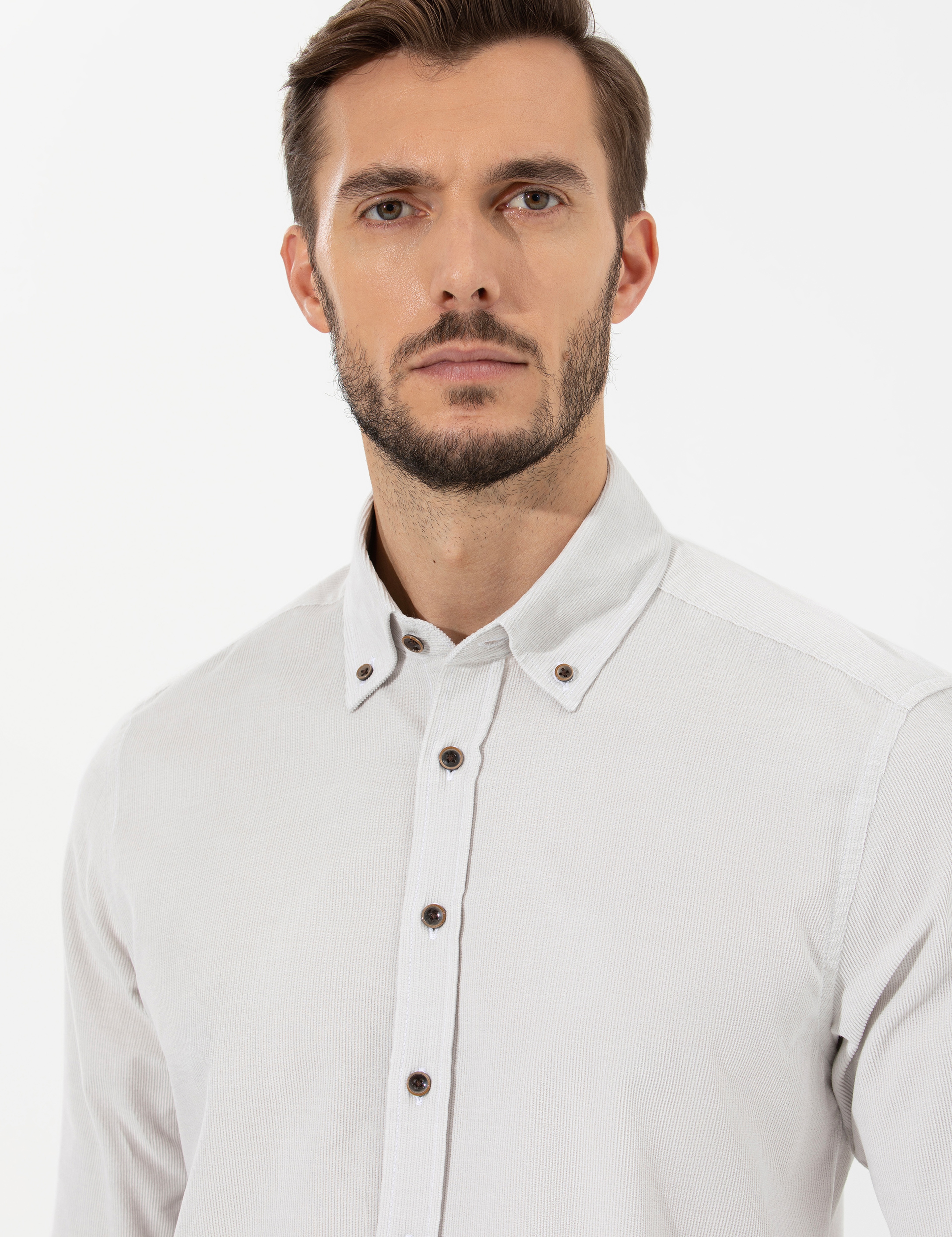 Bej Regular Fit Uzun Kollu Gömlek - Image 2