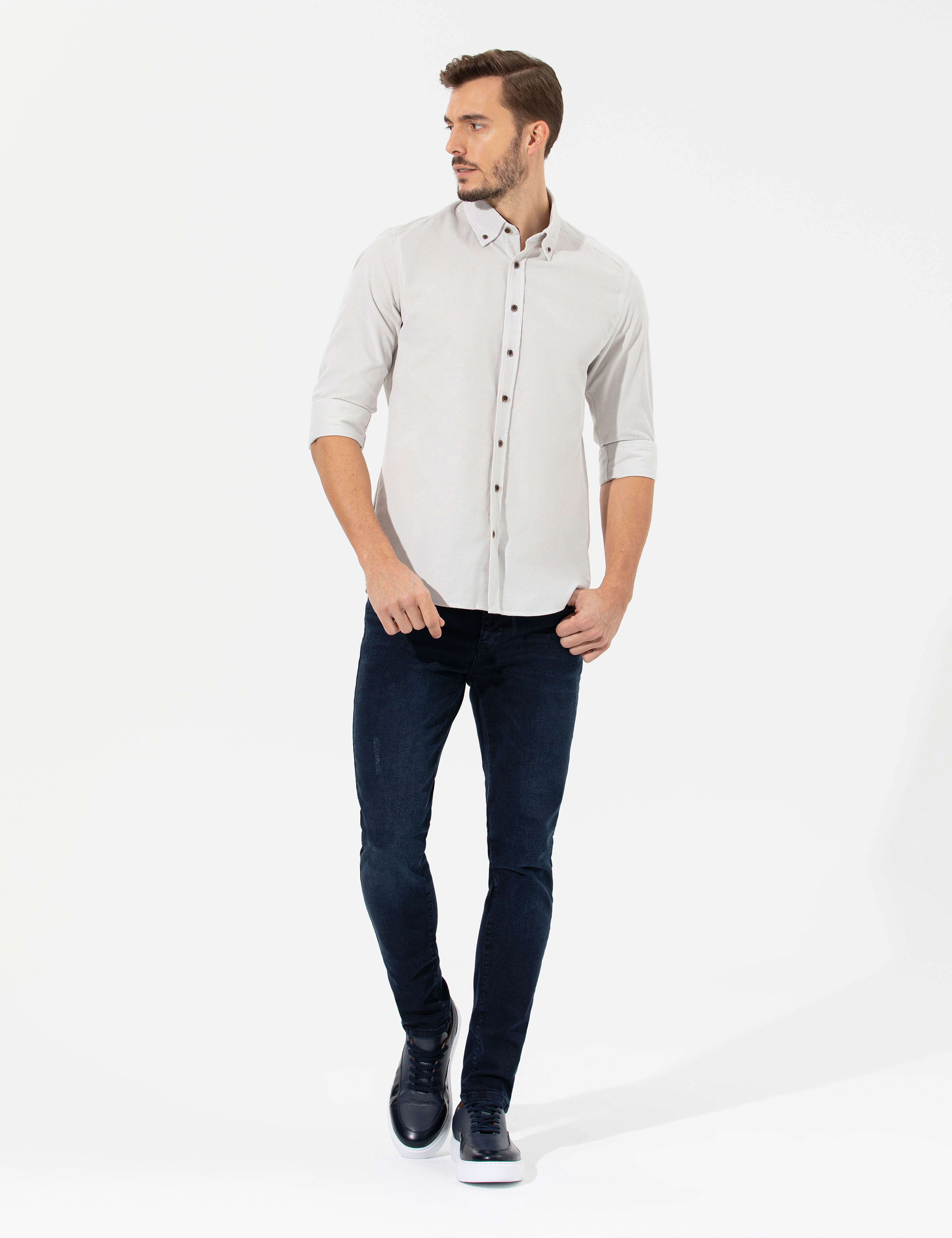 Bej Regular Fit Uzun Kollu Gömlek