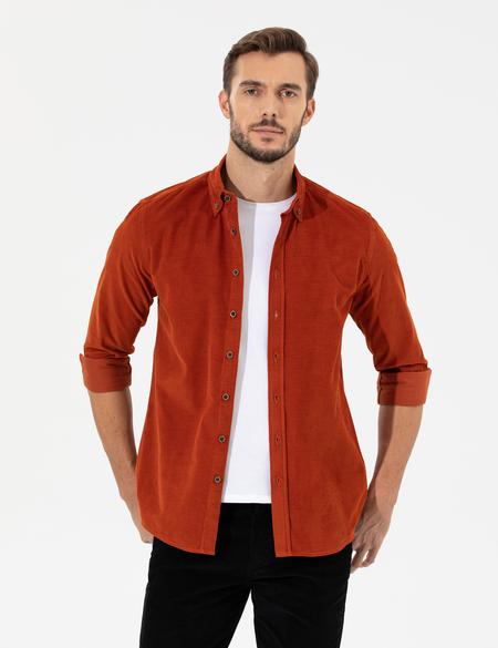 Turuncu Regular Fit Uzun Kollu Gömlek - 50259467114