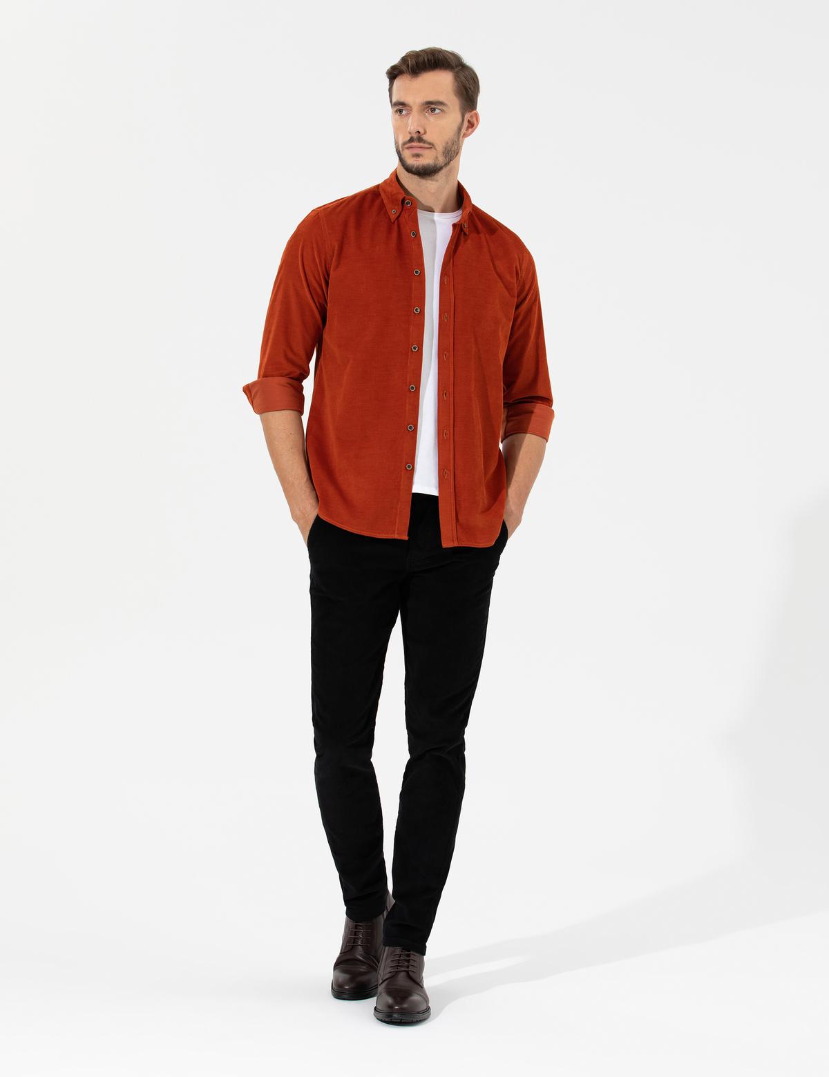 Turuncu Regular Fit Uzun Kollu Gömlek - 50259467114