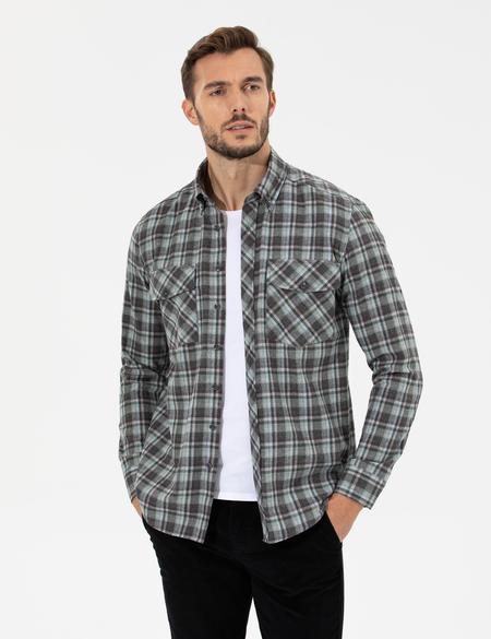 Yeşil Regular Fit Uzun Kollu Gömlek - 50259492007