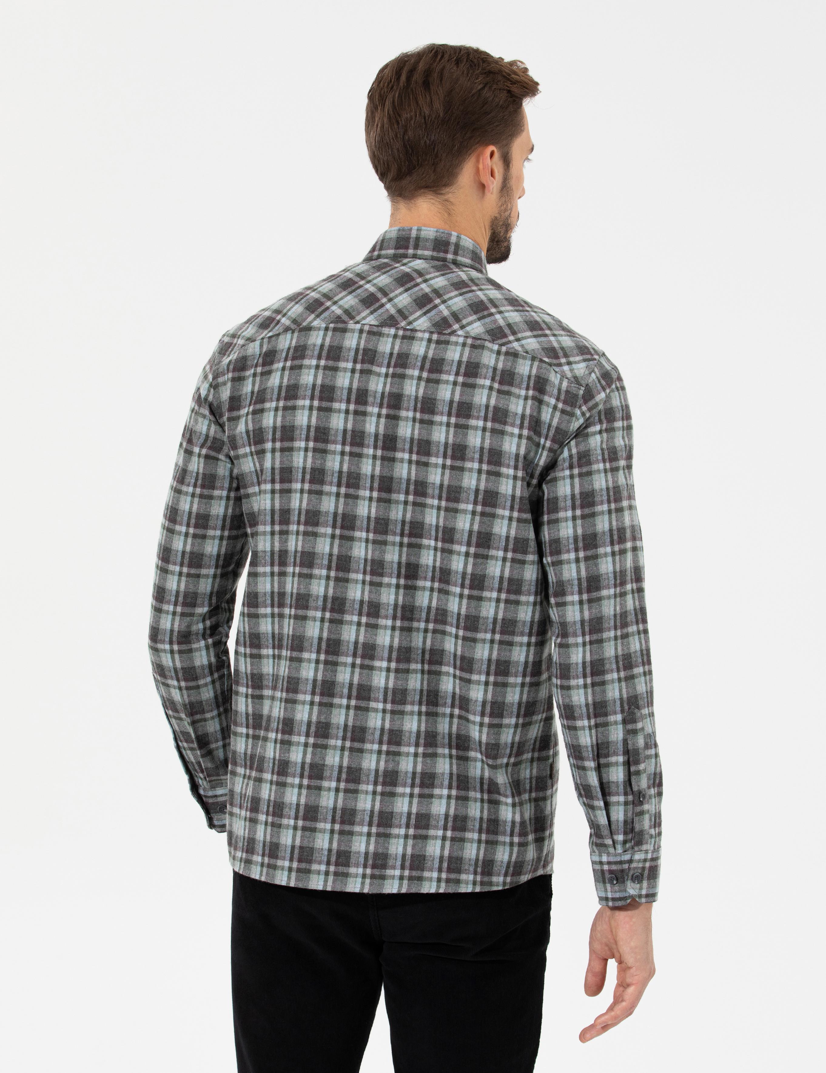 Yeşil Regular Fit Uzun Kollu Gömlek