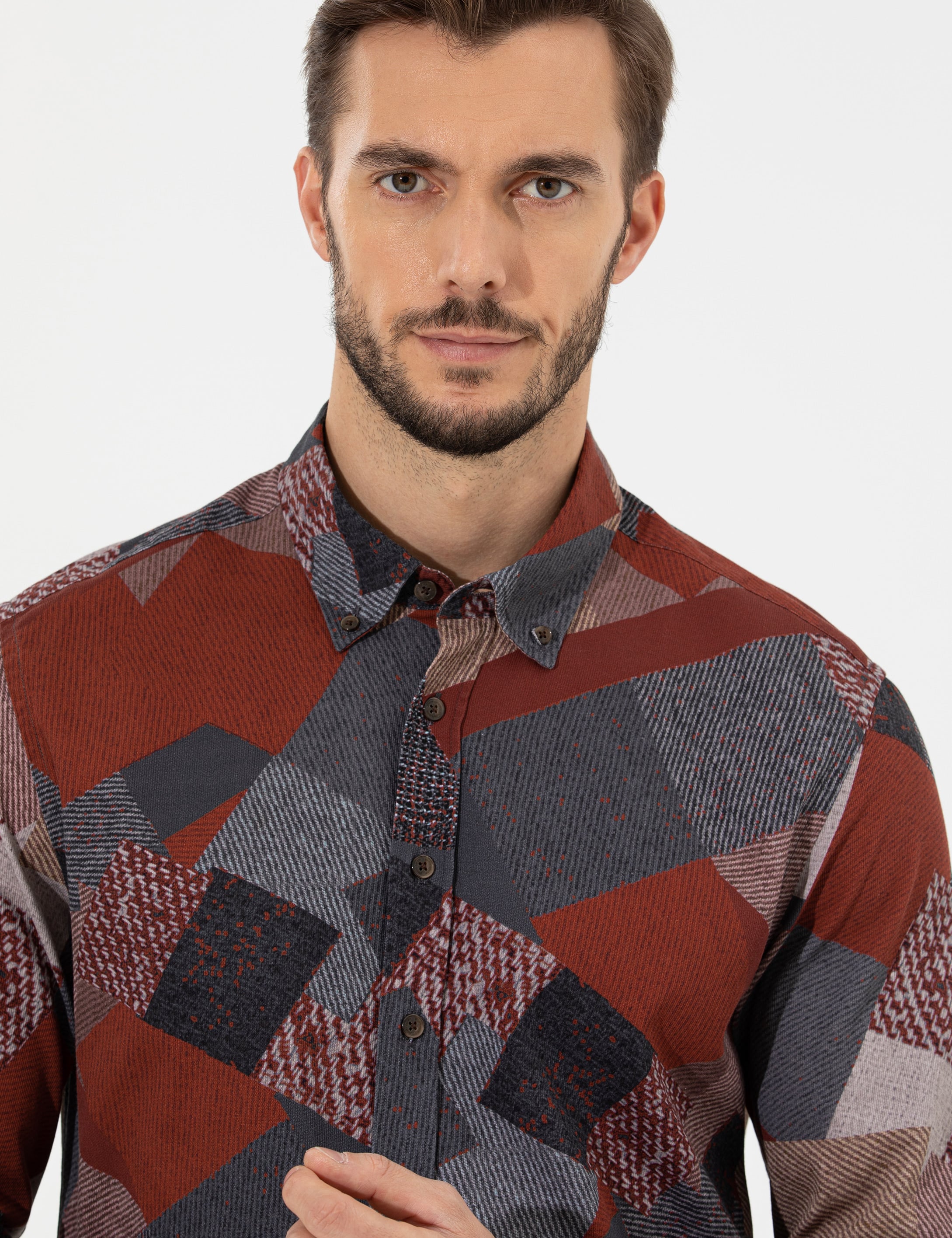 Pierre Cardin Turuncu Slim Fit Uzun Kollu Gömlek görsel 2