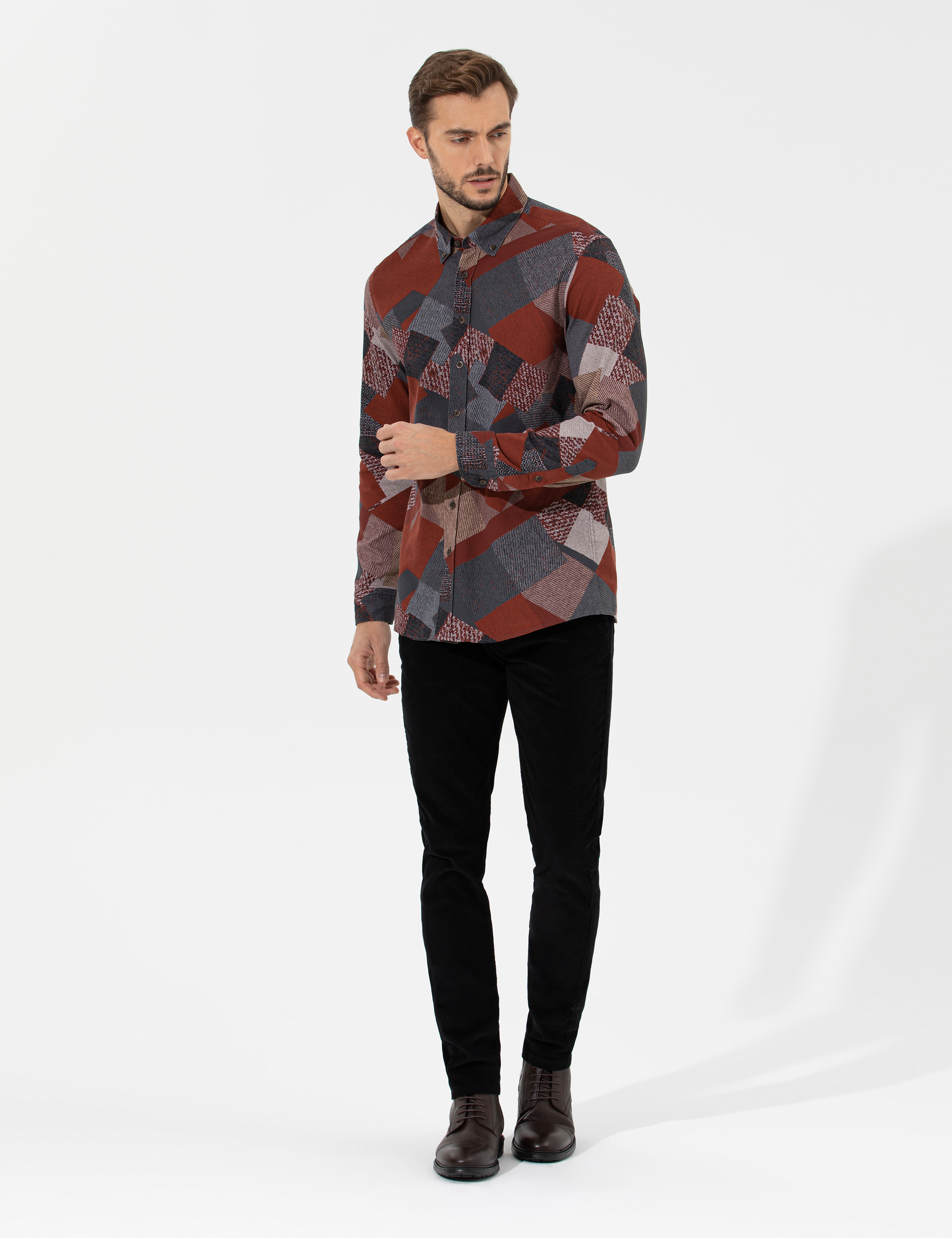 Pierre Cardin Turuncu Slim Fit Uzun Kollu Gömlek görsel 4