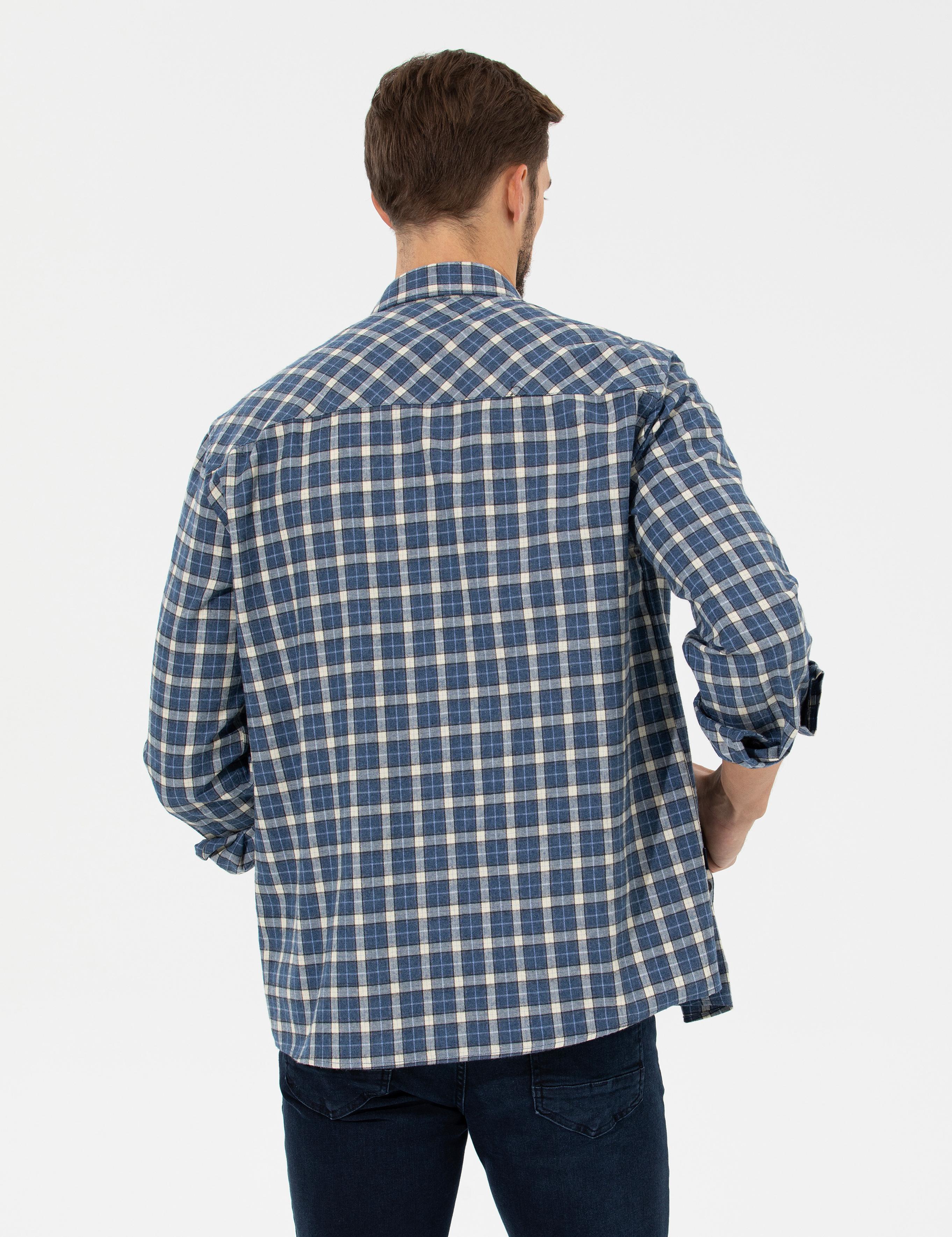 İndigo Comfort Fit Uzun Kollu Gömlek