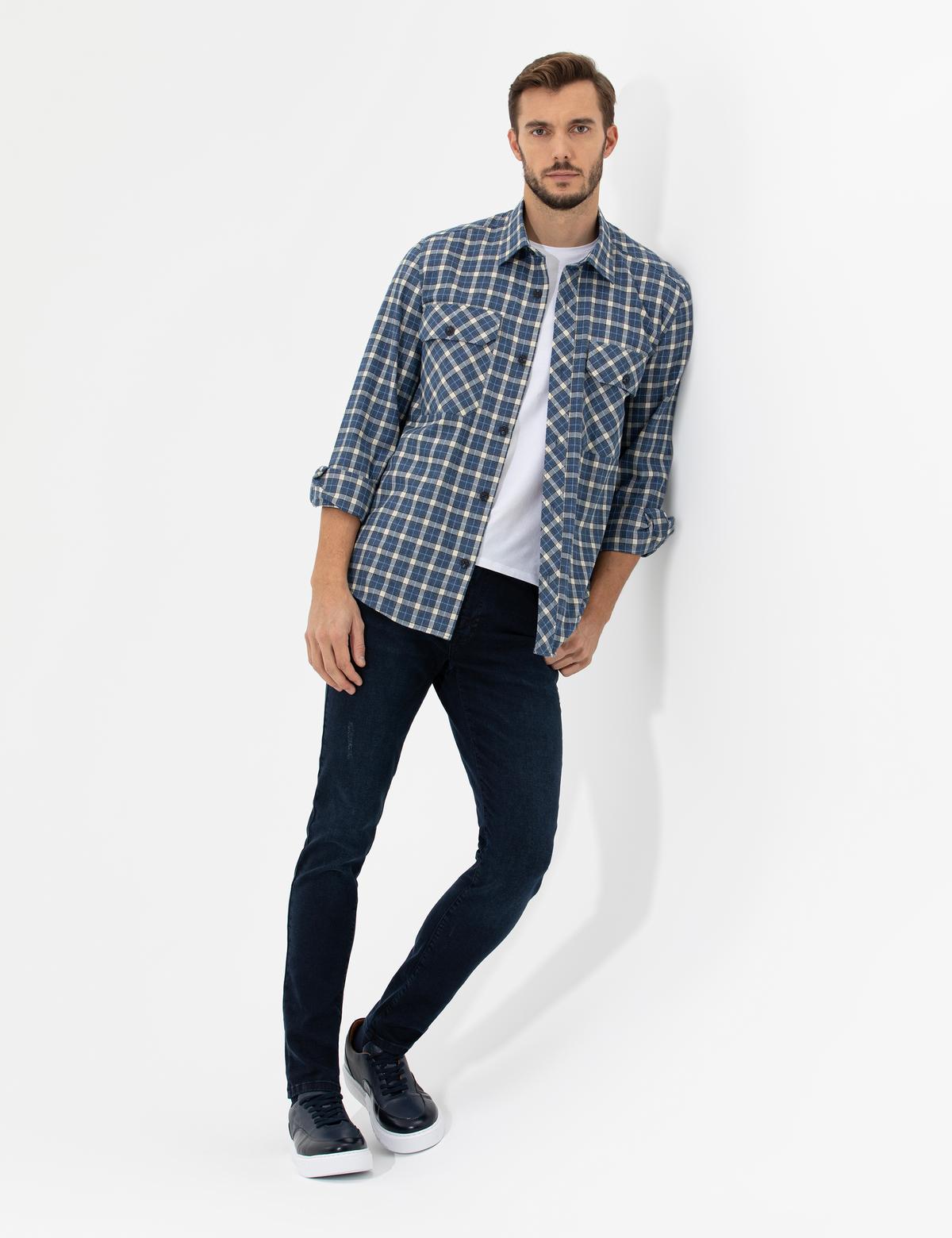 İndigo Comfort Fit Uzun Kollu Gömlek