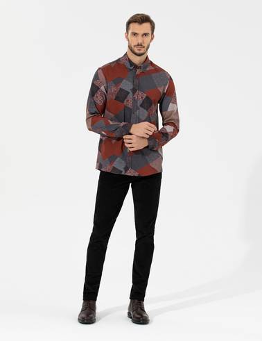 Siyah Slim Fit Kadife Kanvas Pantolon