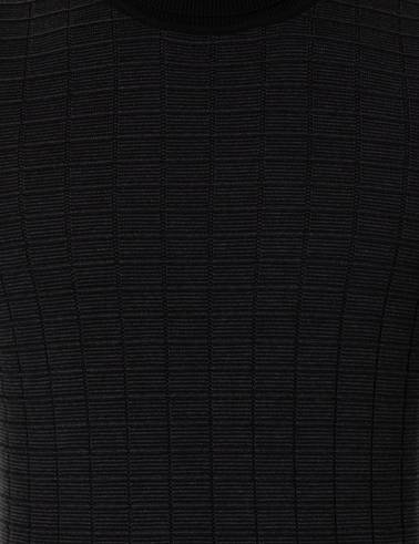 Siyah Slim Fit Balıkçı Yaka Triko Kazak