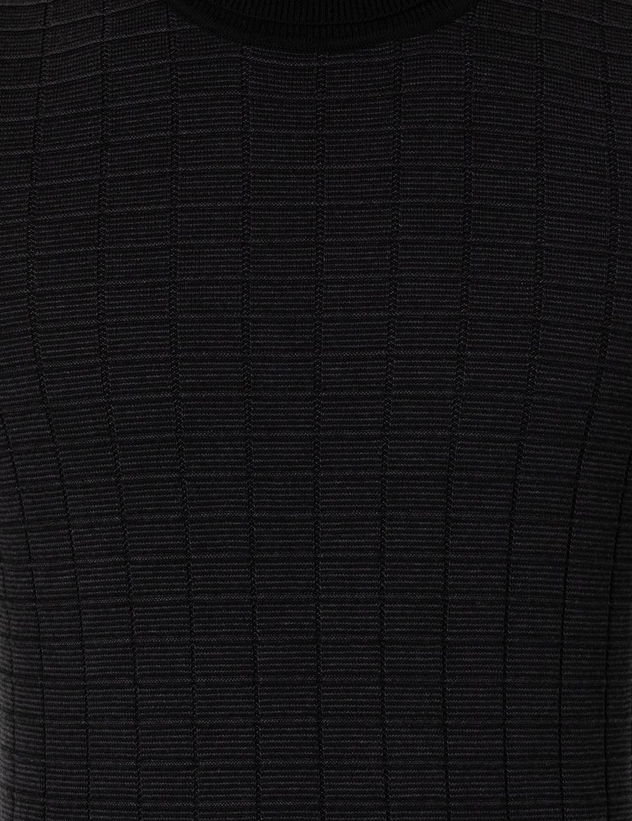 Siyah Slim Fit Balıkçı Yaka Triko Kazak