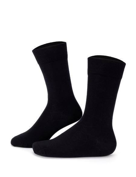 Erkek Pamuk Karışımlı Siyah Soket Desenli Çorap - 50267631001