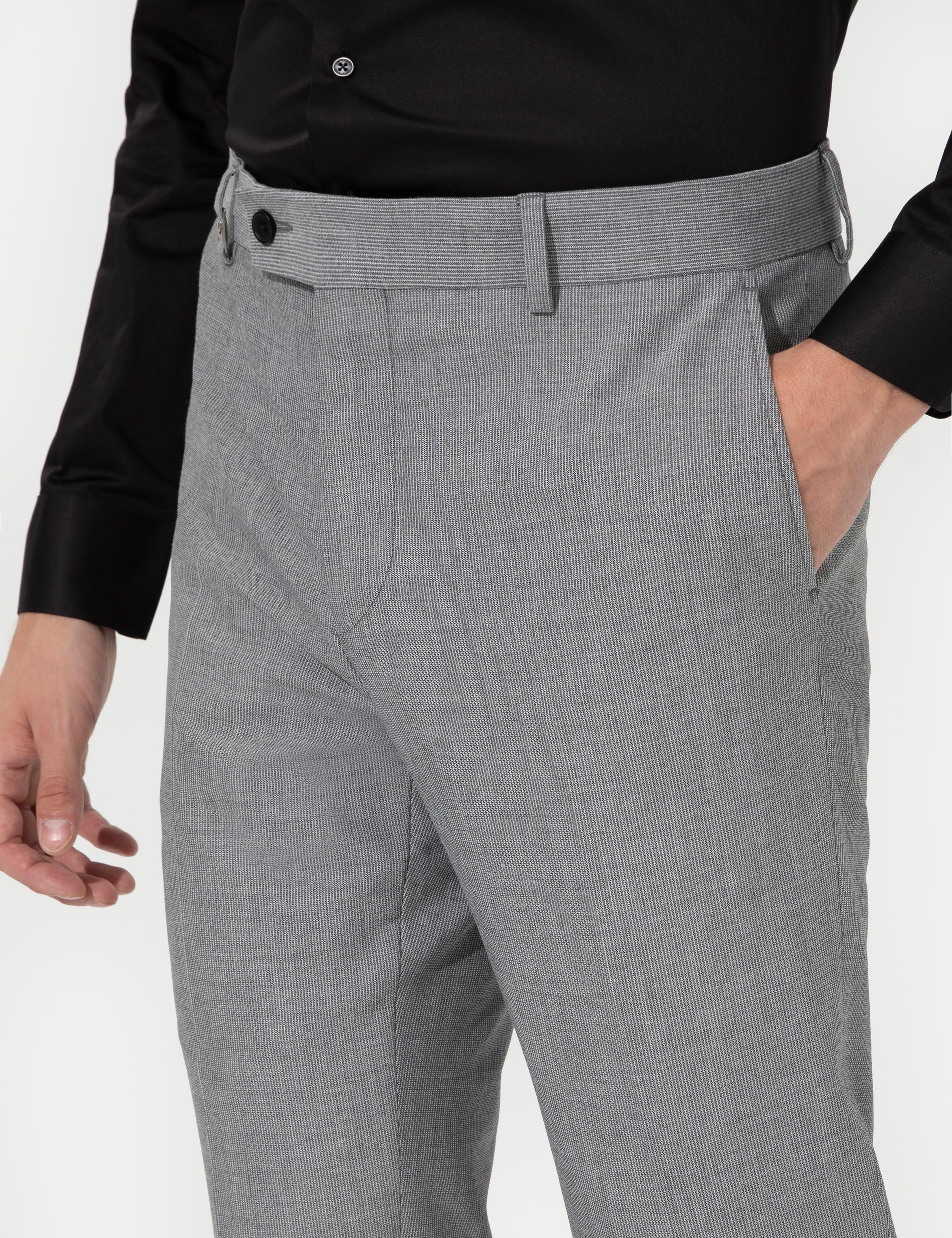Gri Slim Fit Kumaş Pantolon - Image 6