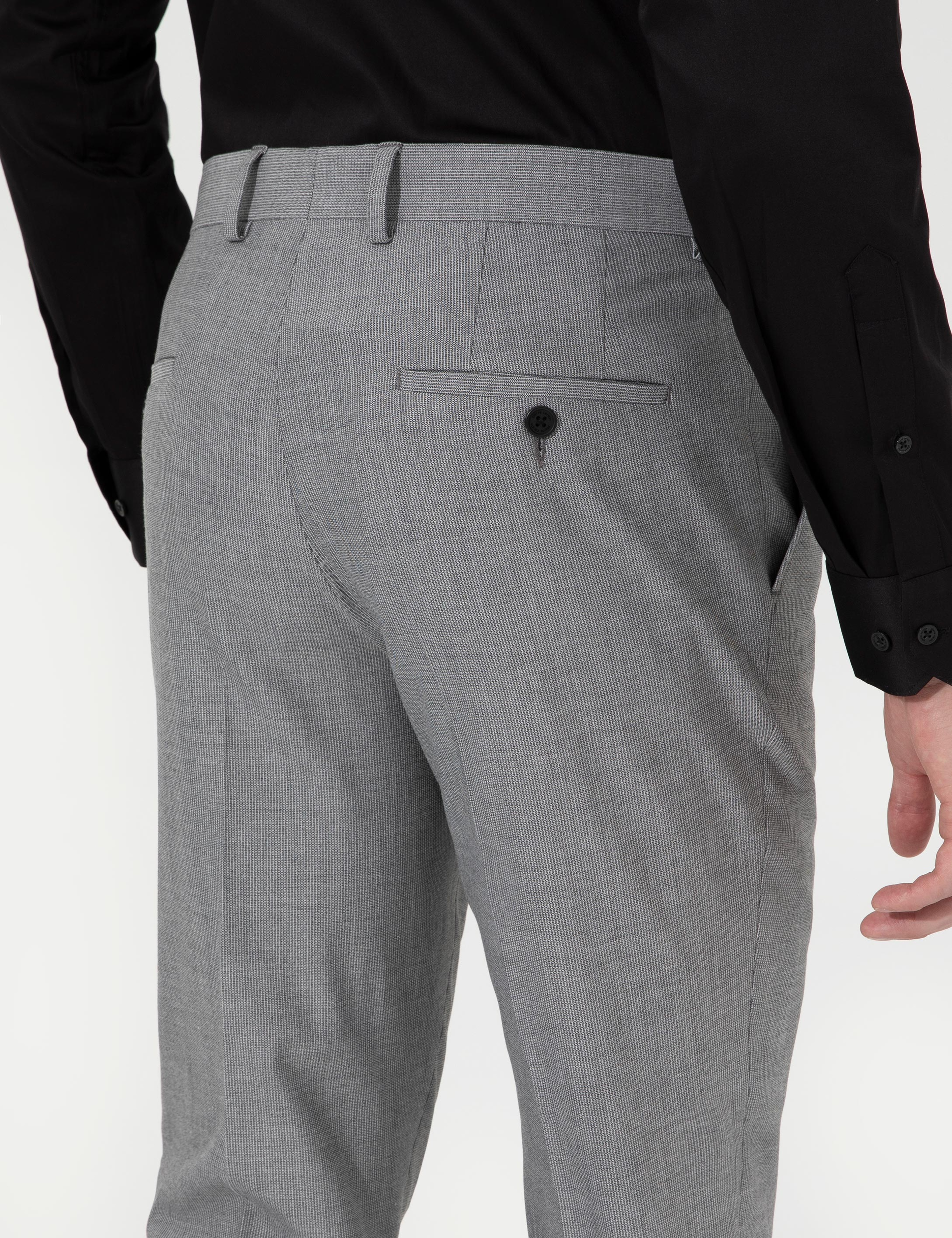 Gri Slim Fit Kumaş Pantolon - Image 7