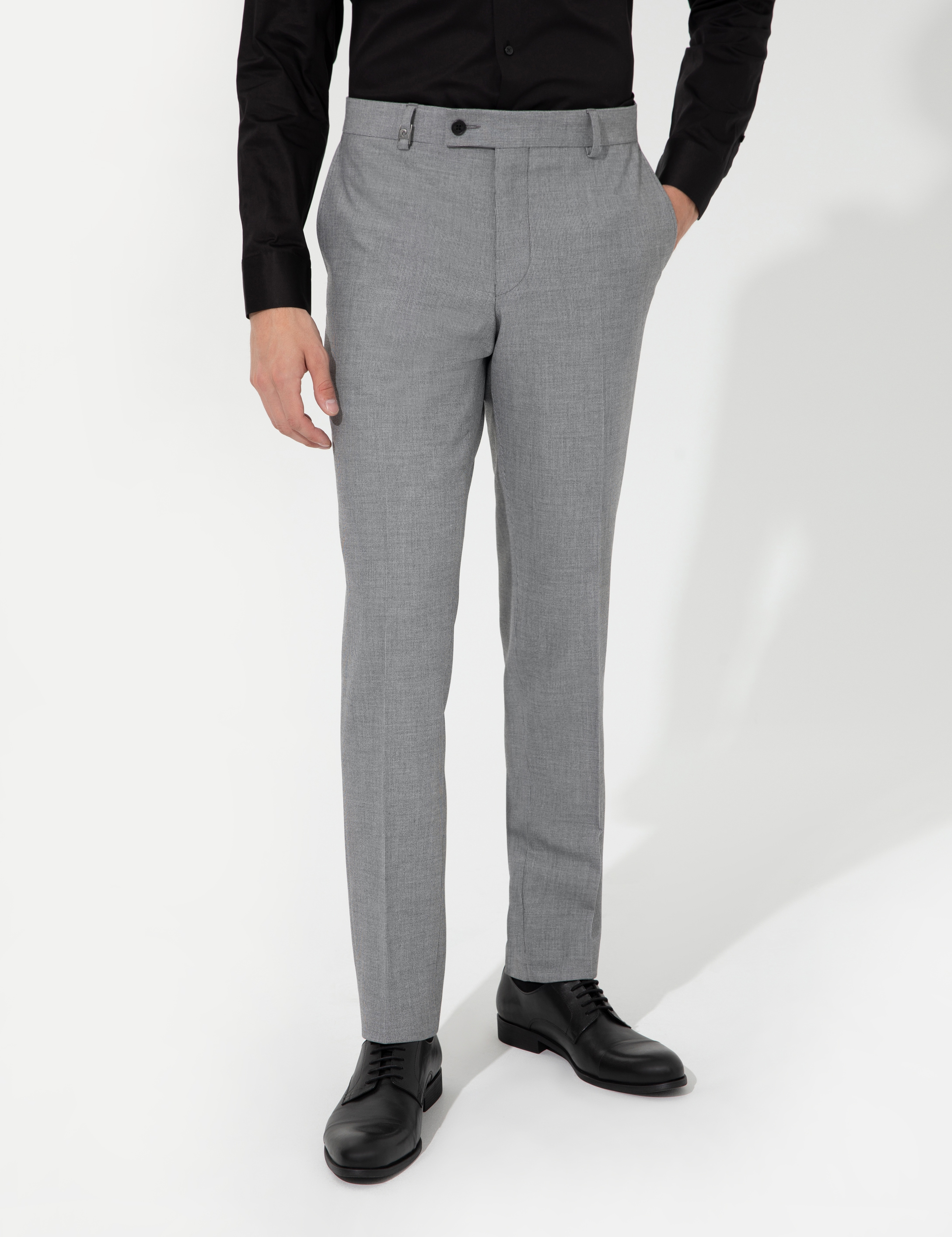 Gri Slim Fit Kumaş Pantolon - Image 2