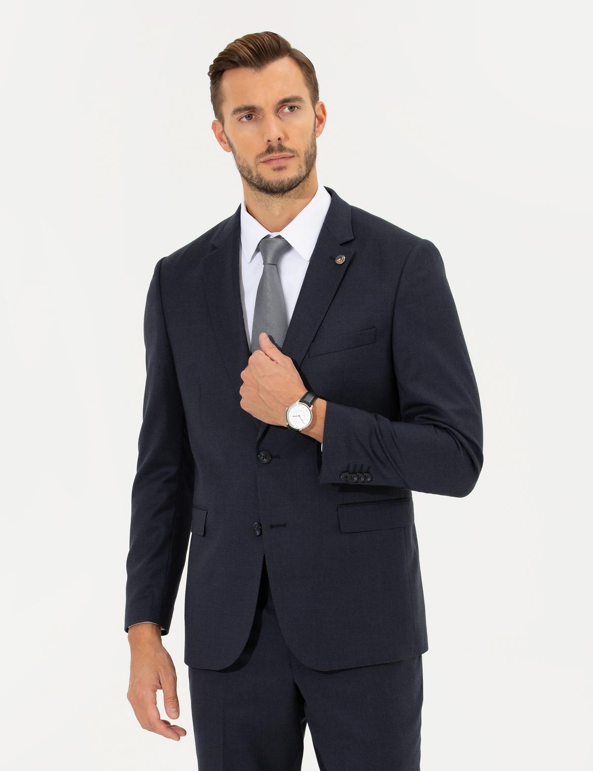 Lacivert Slim Fit Ceket