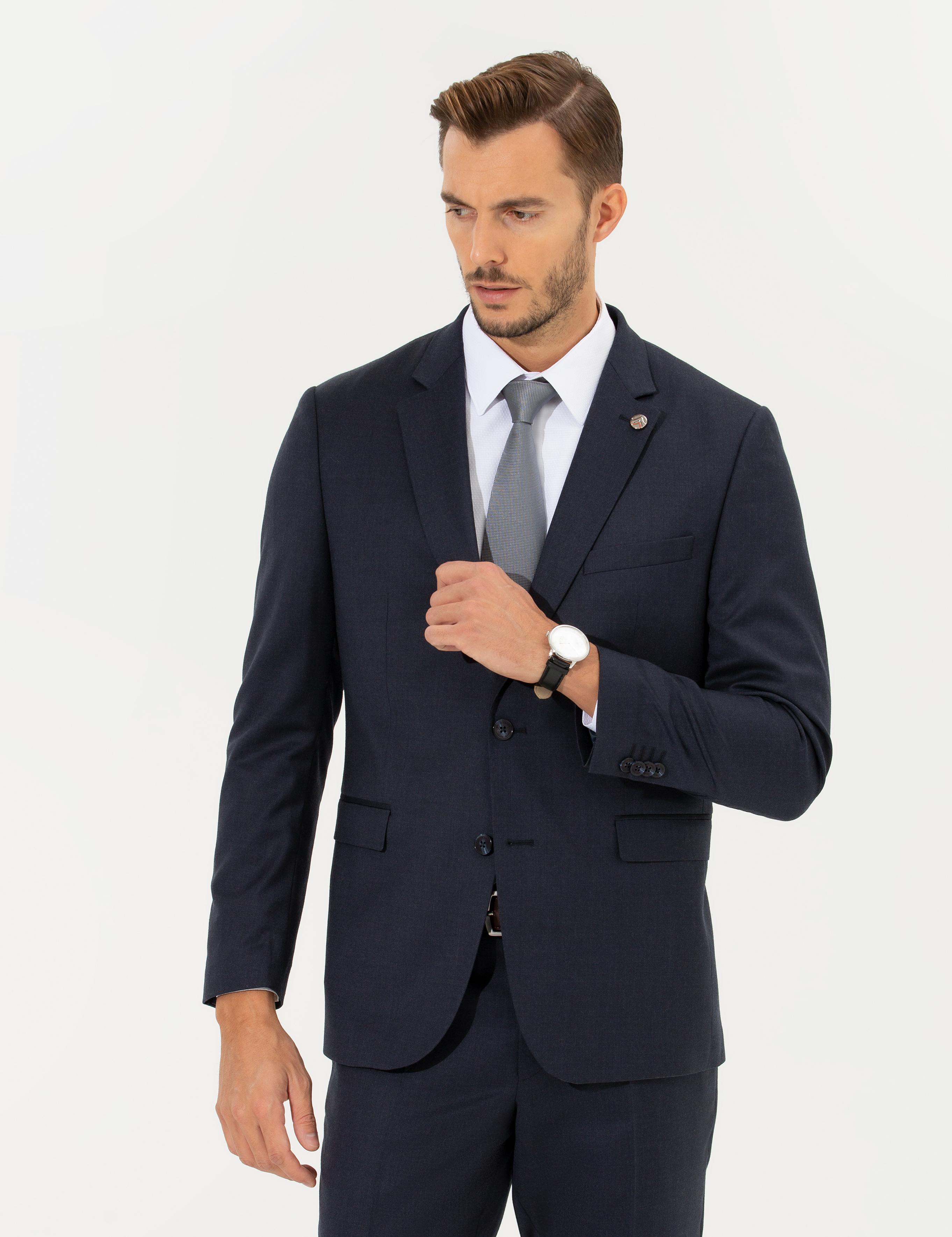Lacivert Slim Fit Ceket