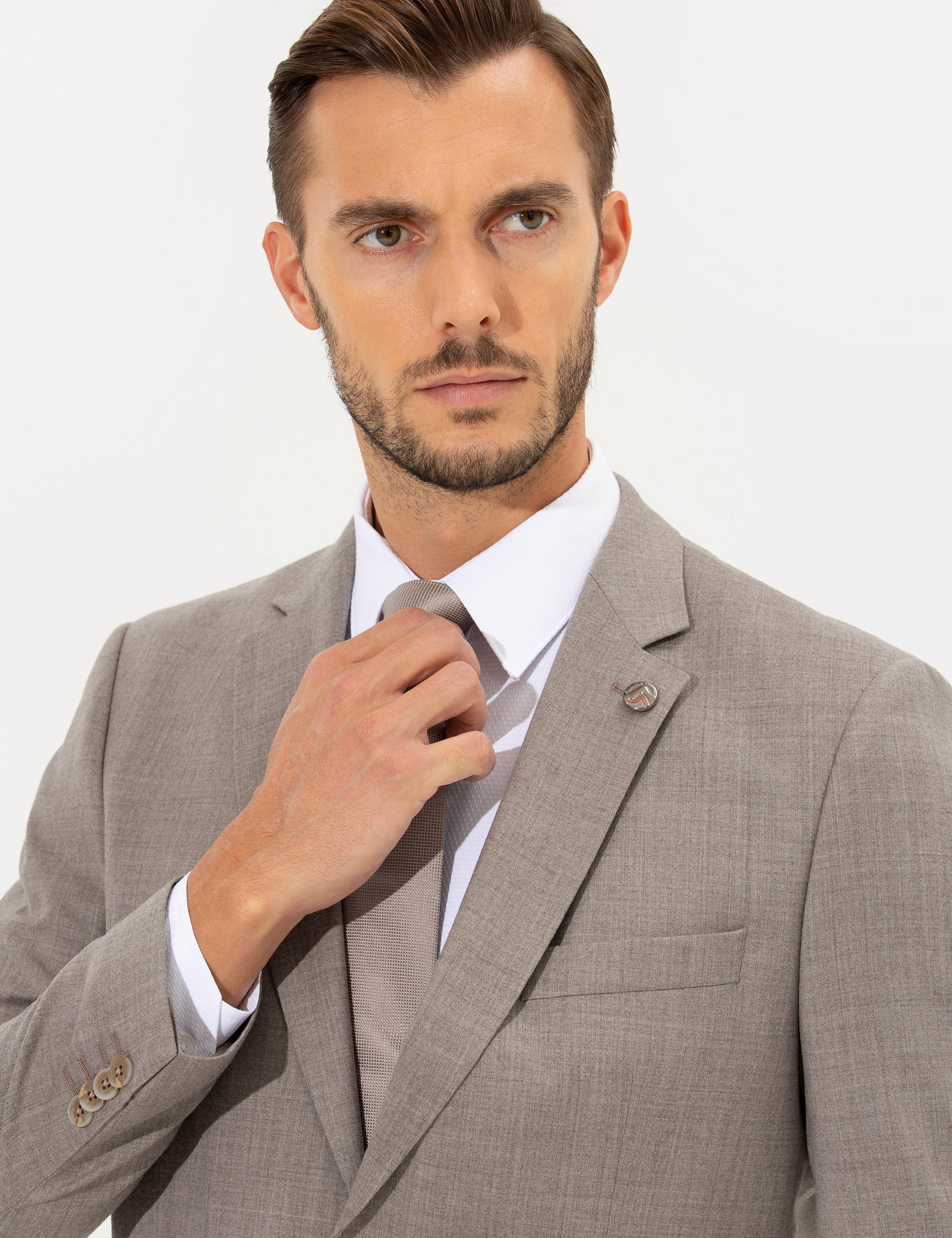 Açık Kahverengi Slim Fit Ceket