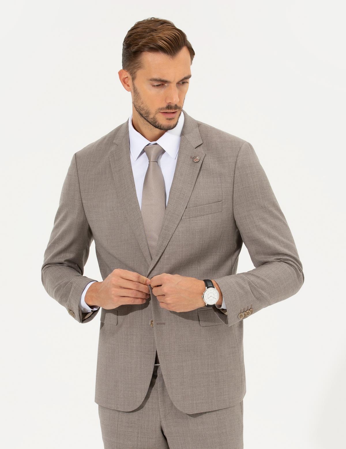 Açık Kahverengi Slim Fit Ceket
