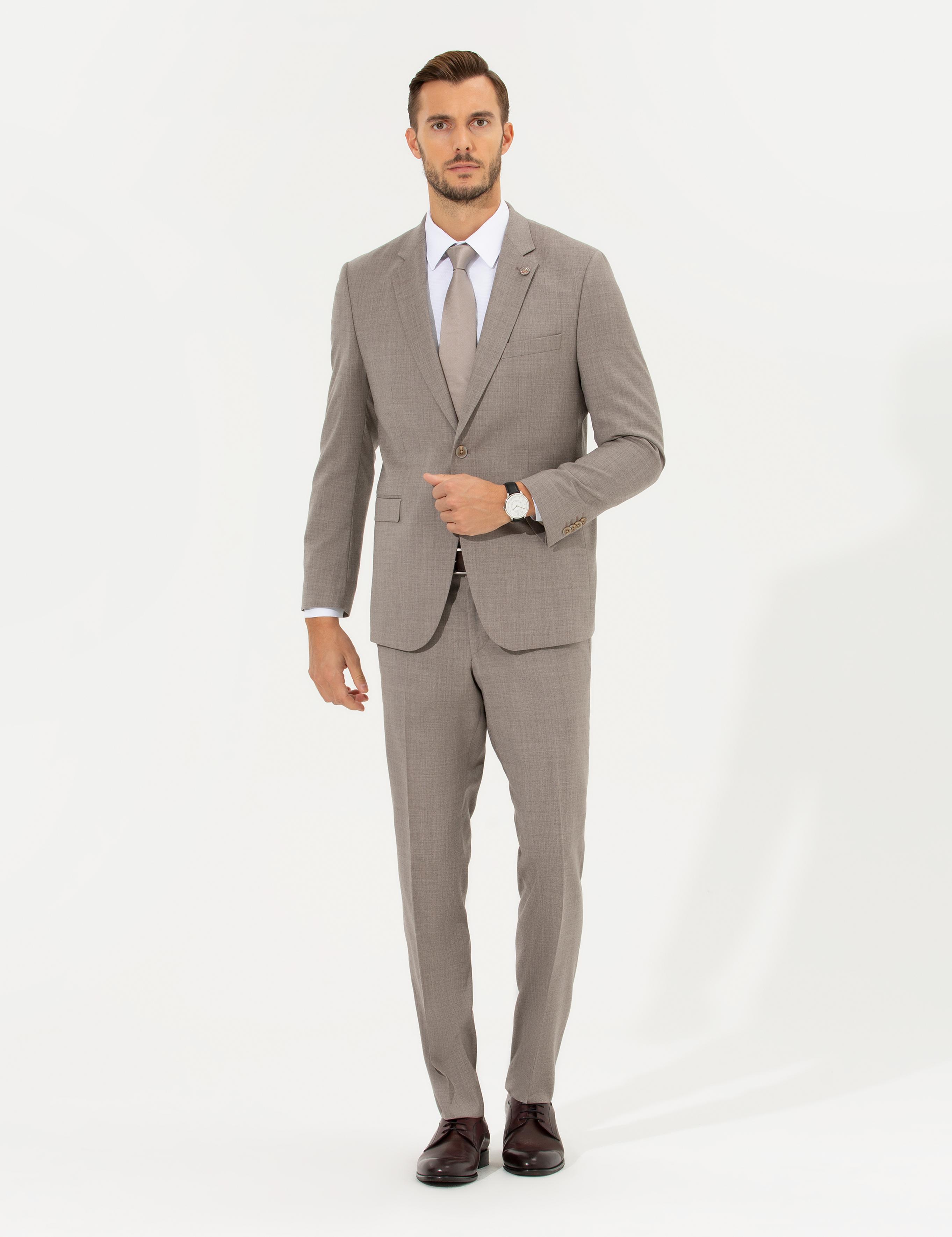 Açık Kahverengi Slim Fit Ceket