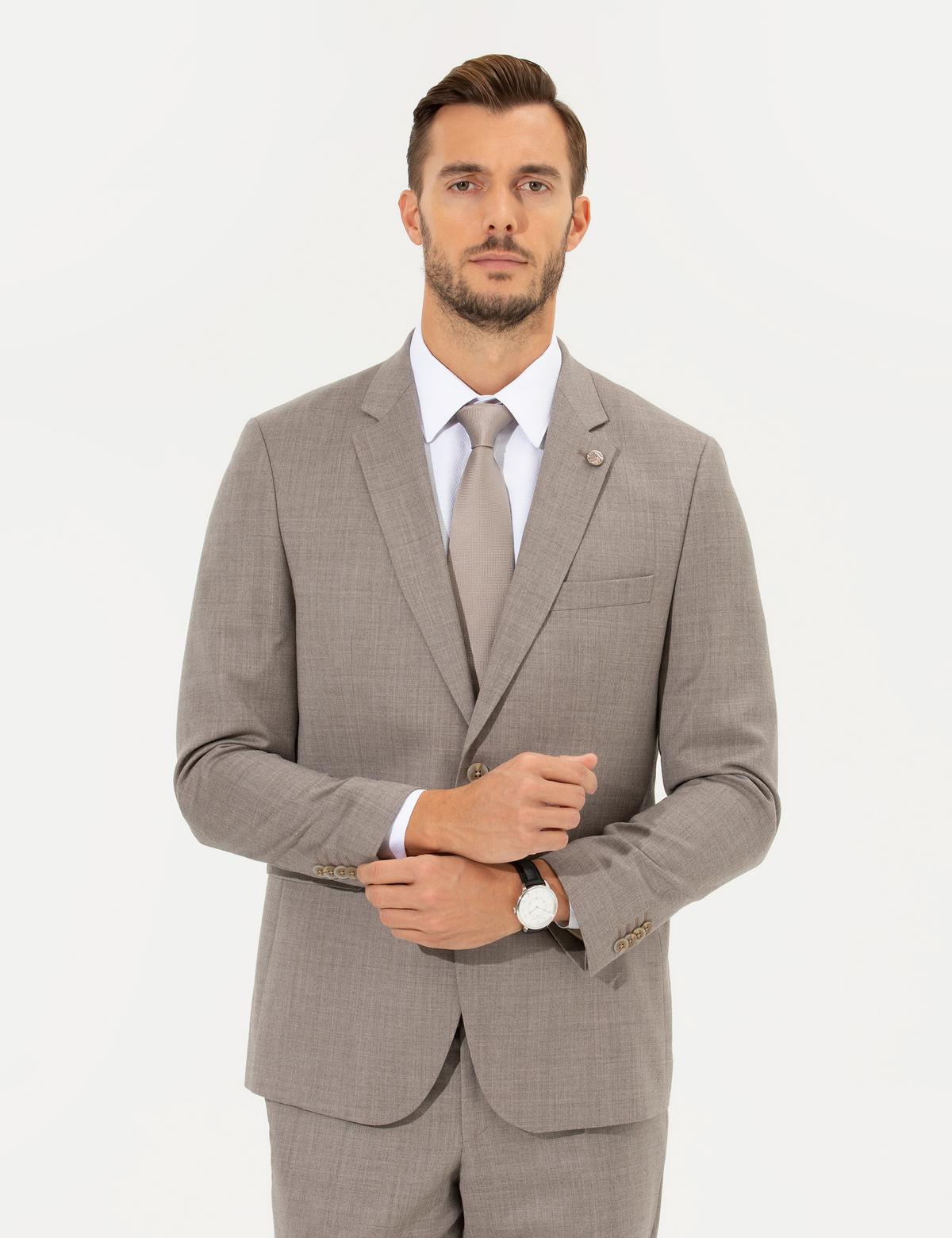 Açık Kahverengi Slim Fit Ceket - 50257713077