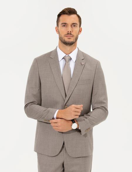 Açık Kahverengi Slim Fit Ceket - 50257713077