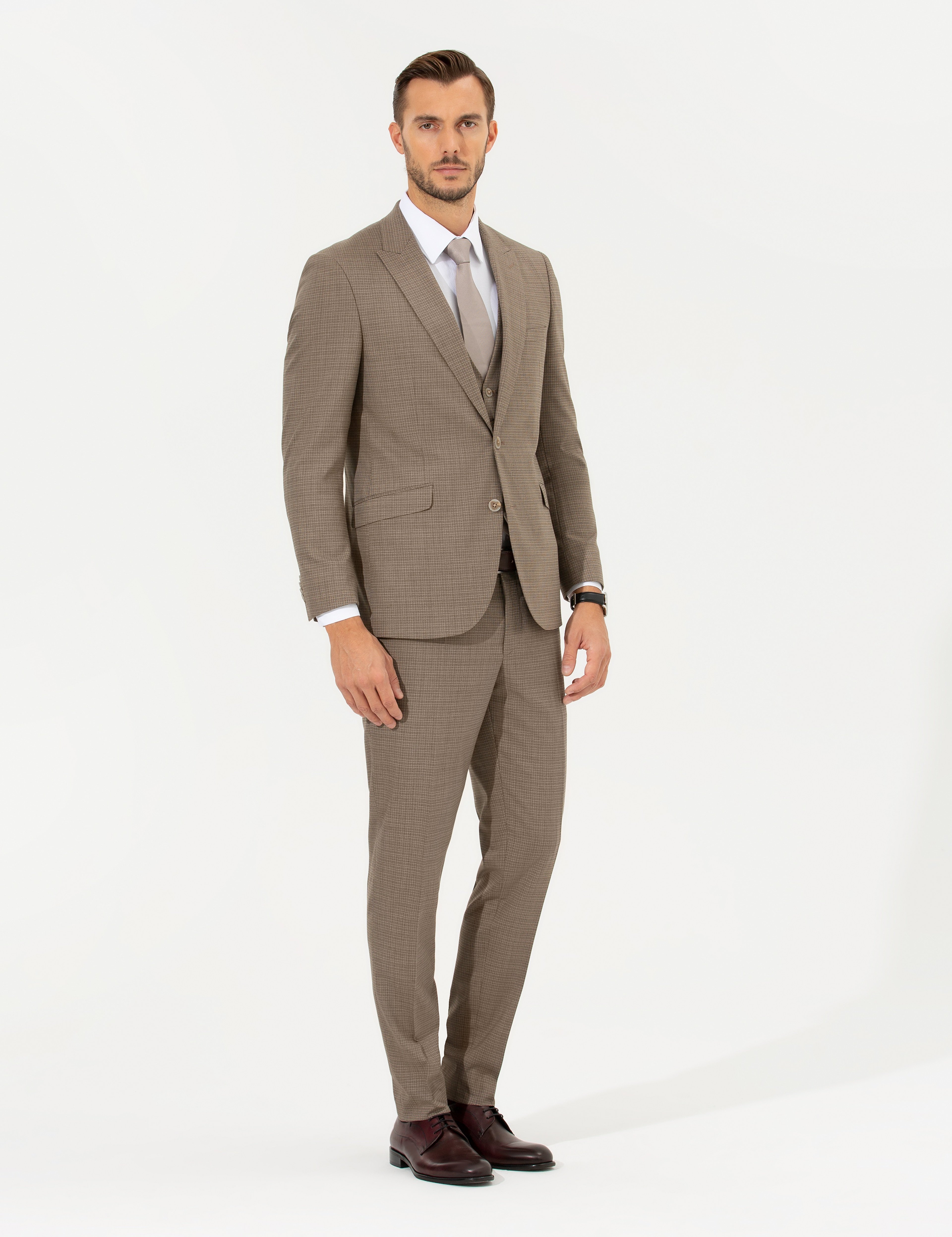 Açık Kahverengi Ex. Slim Fit Takım Elbise
