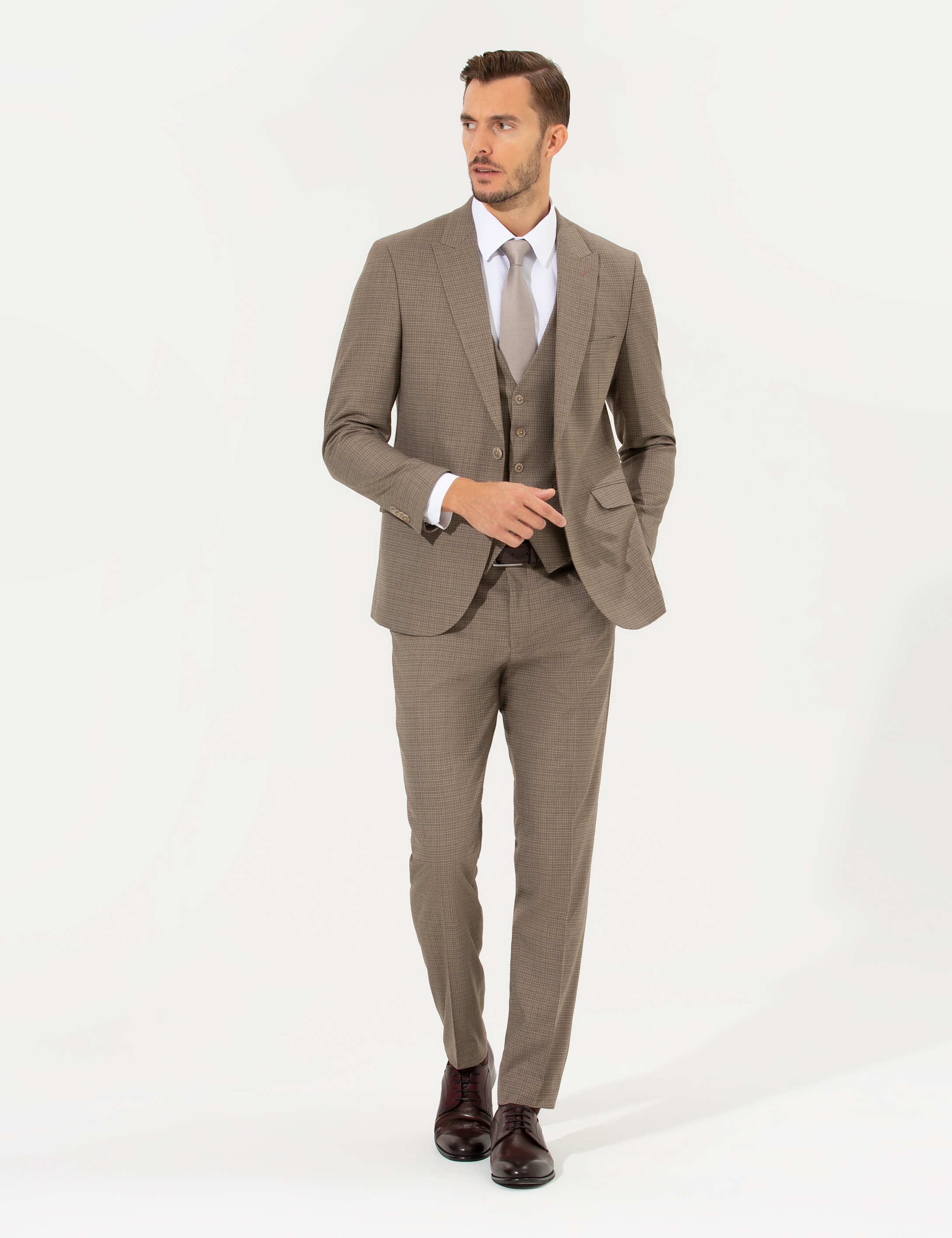 Açık Kahverengi Ex. Slim Fit Takım Elbise