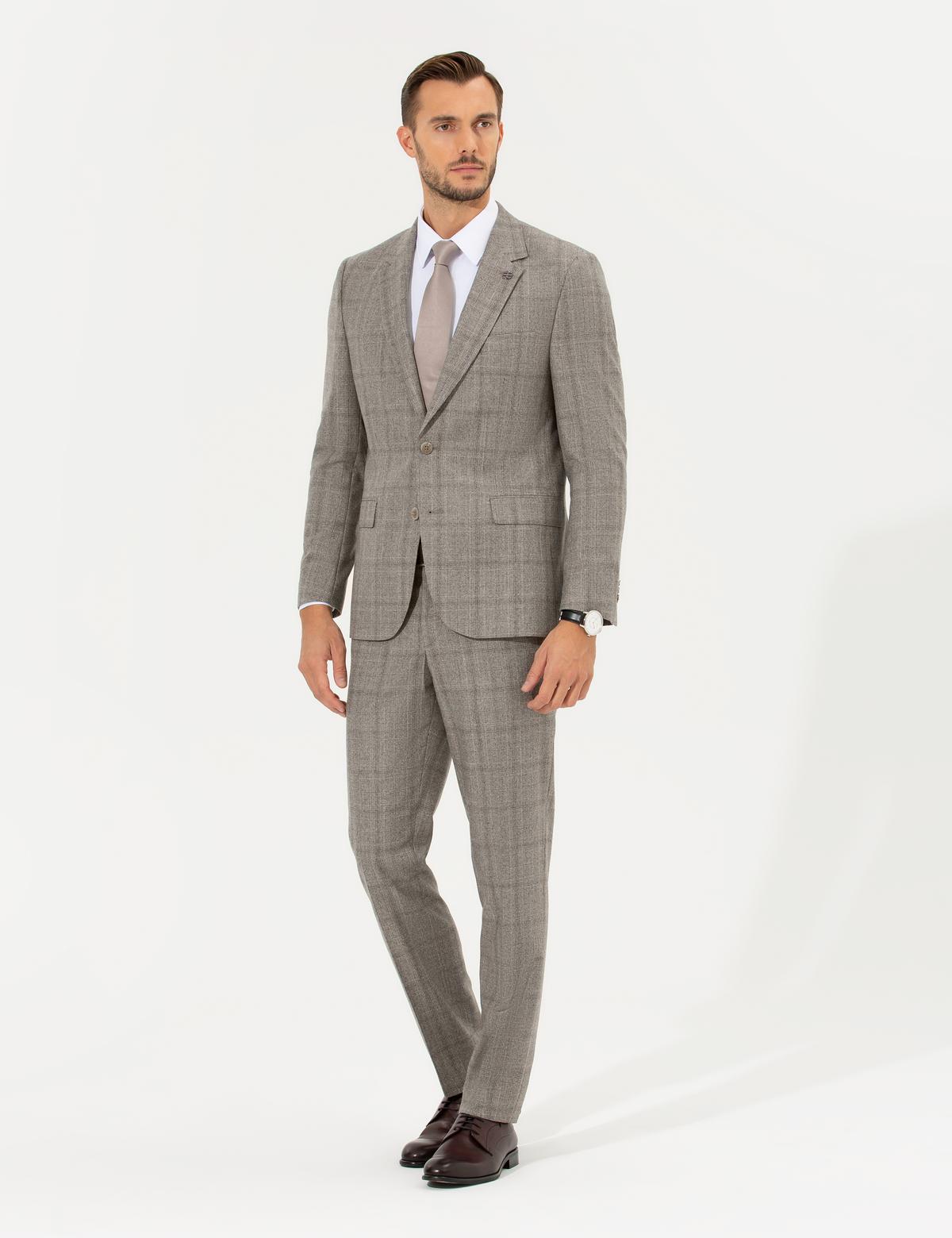 Açık Kahverengi Slim Fit Takım Elbise - 50259678005