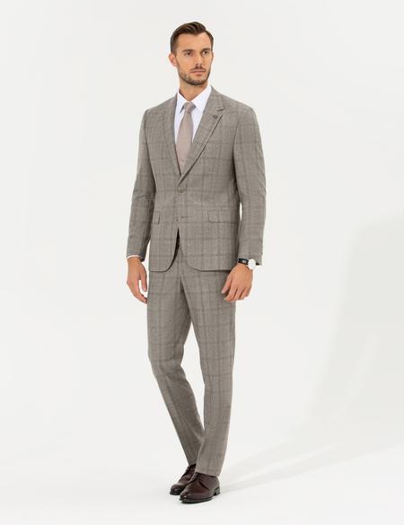 Açık Kahverengi Slim Fit Takım Elbise - 50259678005