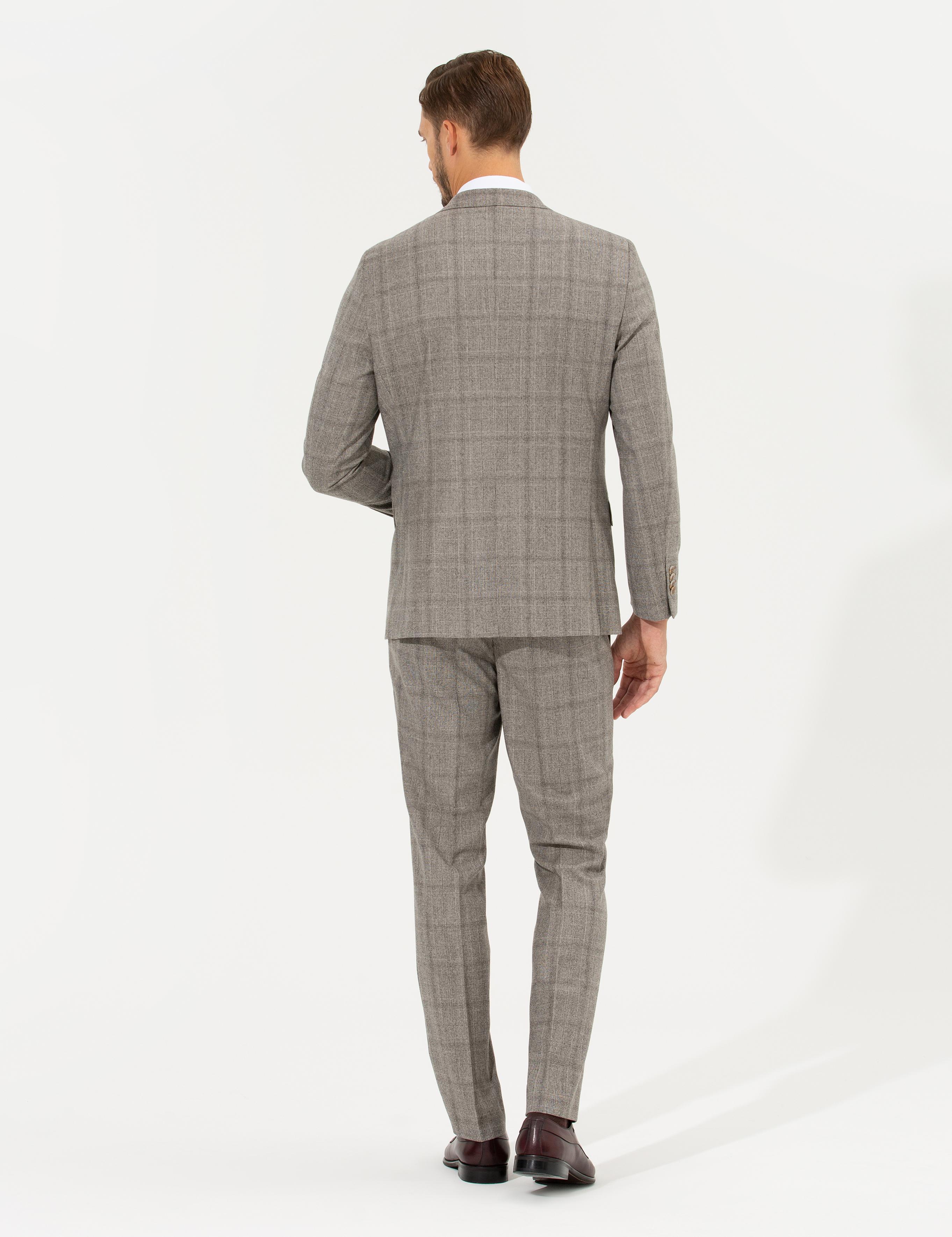 Açık Kahverengi Slim Fit Takım Elbise