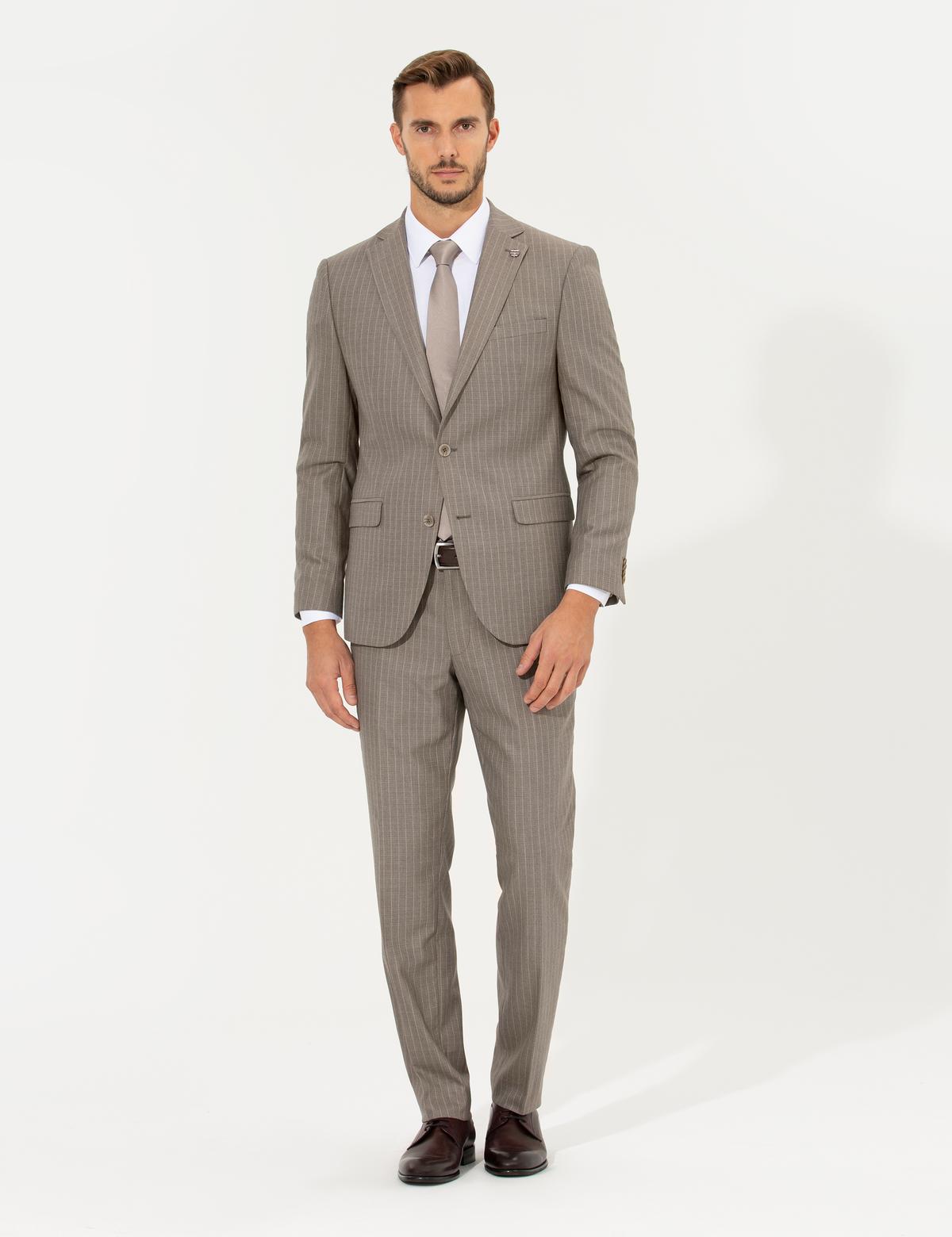 Açık Kahverengi Slim Fit Takım Elbise - 50266571011
