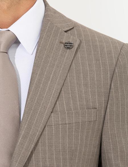 Açık Kahverengi Slim Fit Takım Elbise - 50266571011