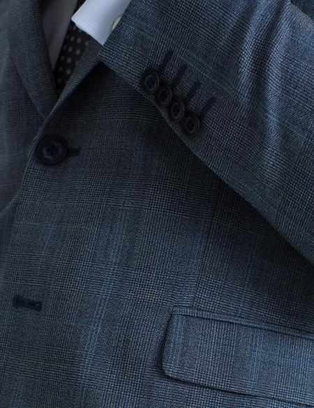 Açık Lacivert Slim Fit Ekose Takım Elbise - 50187116005