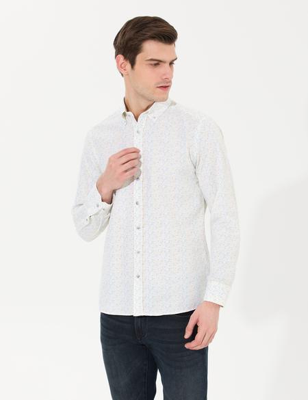 Açık Sarı Slim Fit Uzun Kollu Gömlek - 50264902025