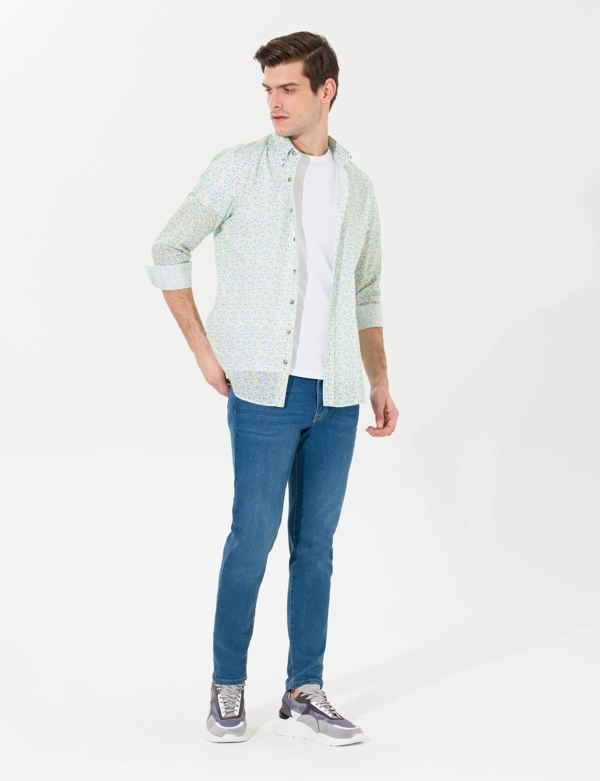 Açık Yeşil Slim Fit Uzun Kollu Gömlek - 50265028037