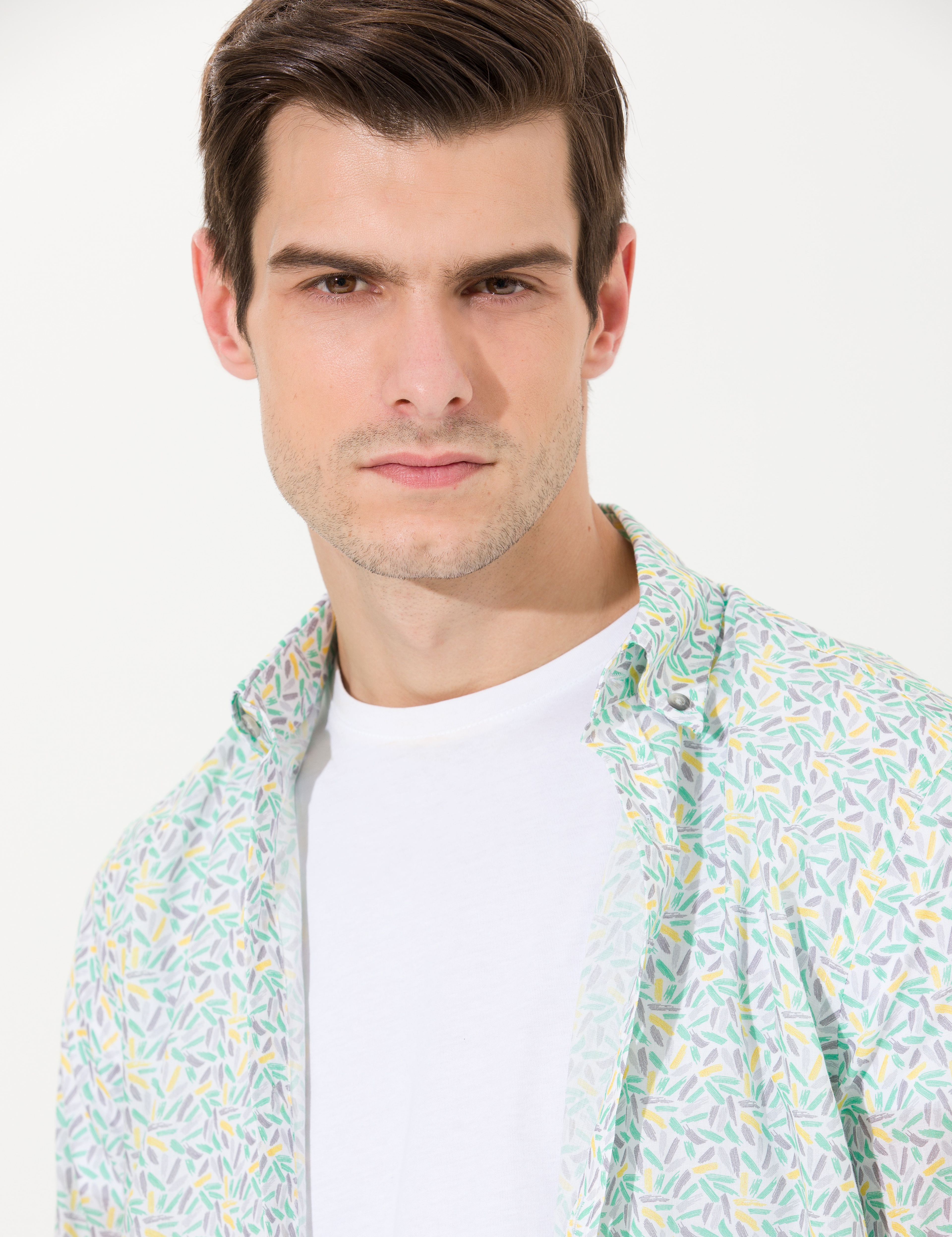 Açık Yeşil Slim Fit Uzun Kollu Gömlek - Image 2