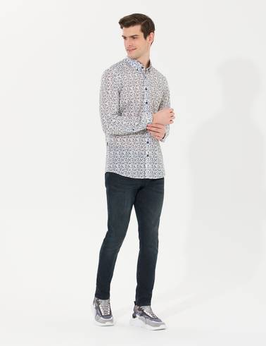 Haki Slim Fit Uzun Kollu Gömlek
