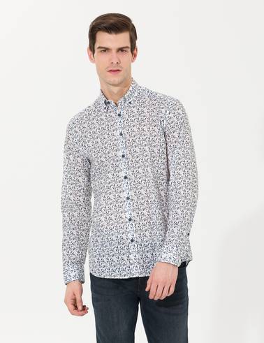 Haki Slim Fit Uzun Kollu Gömlek