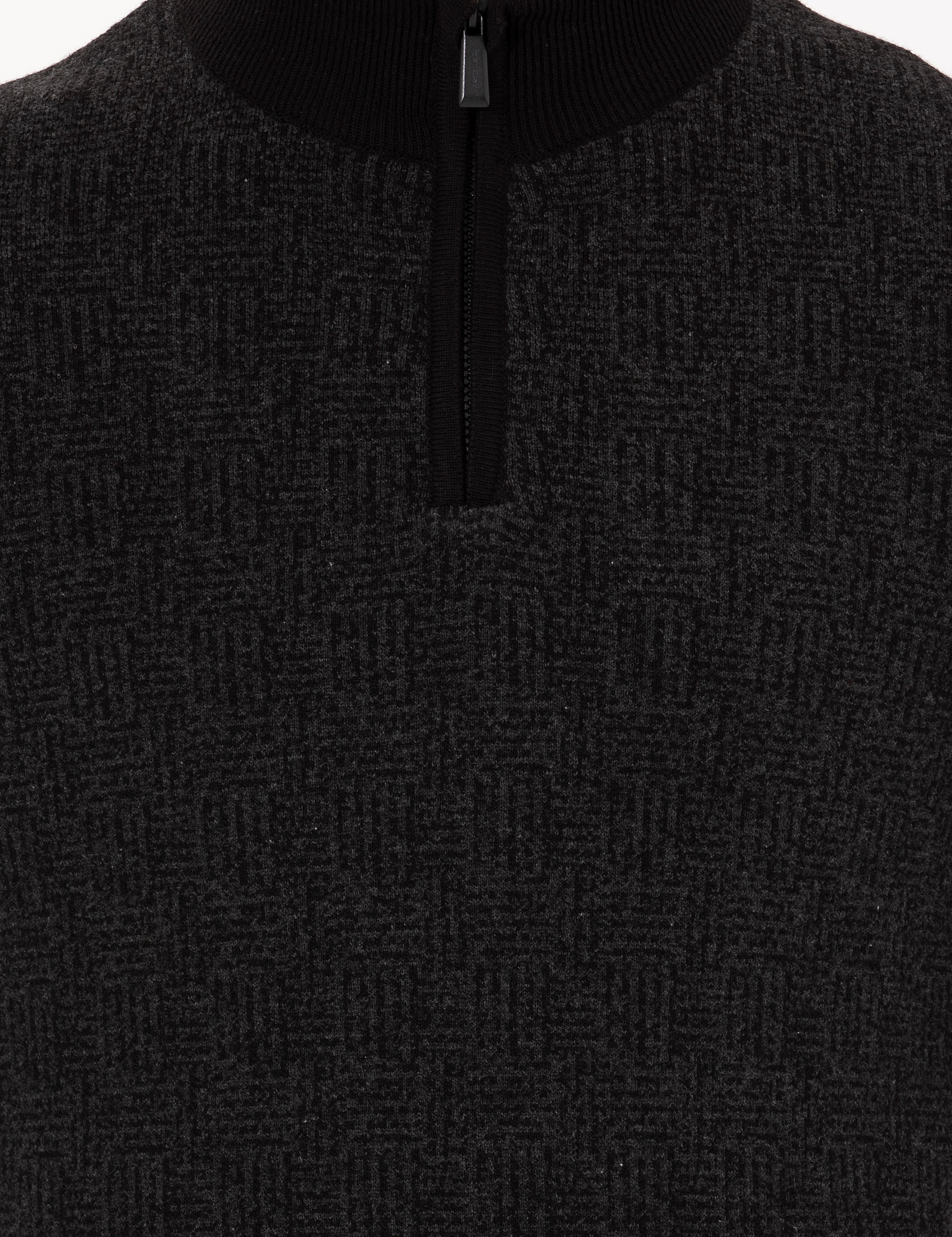 Siyah Slim Fit Fermuarlı Dik Yaka Triko Kazak - Image 6