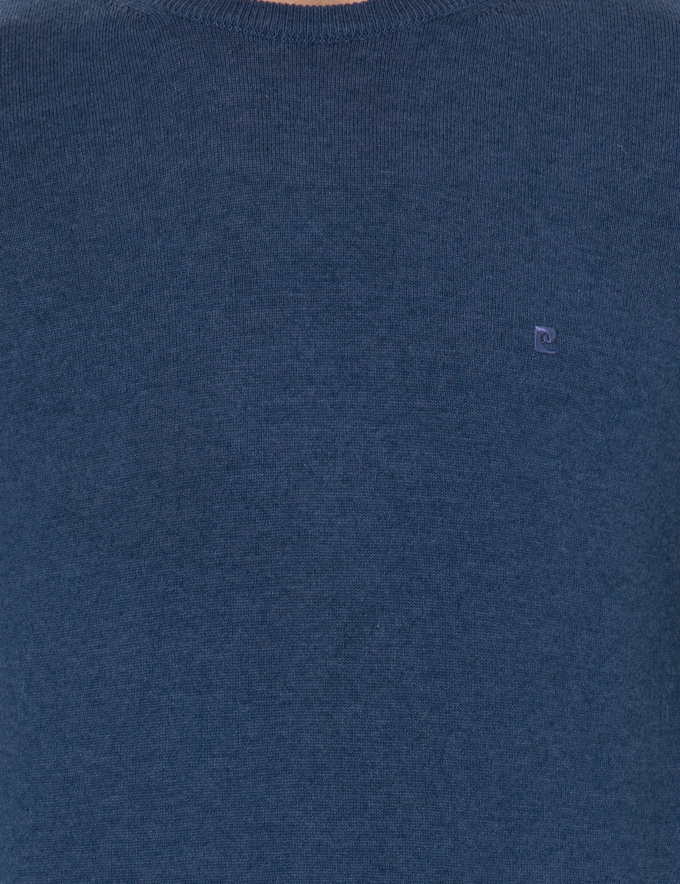 Pierre Cardin İndigo Melanj Slim Fit Bisiklet Yaka Basic Triko Kazak görsel 6