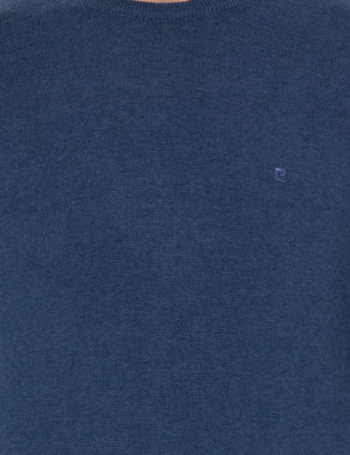 İndigo Melanj Slim Fit Bisiklet Yaka Basic Triko Kazak - 50258993041