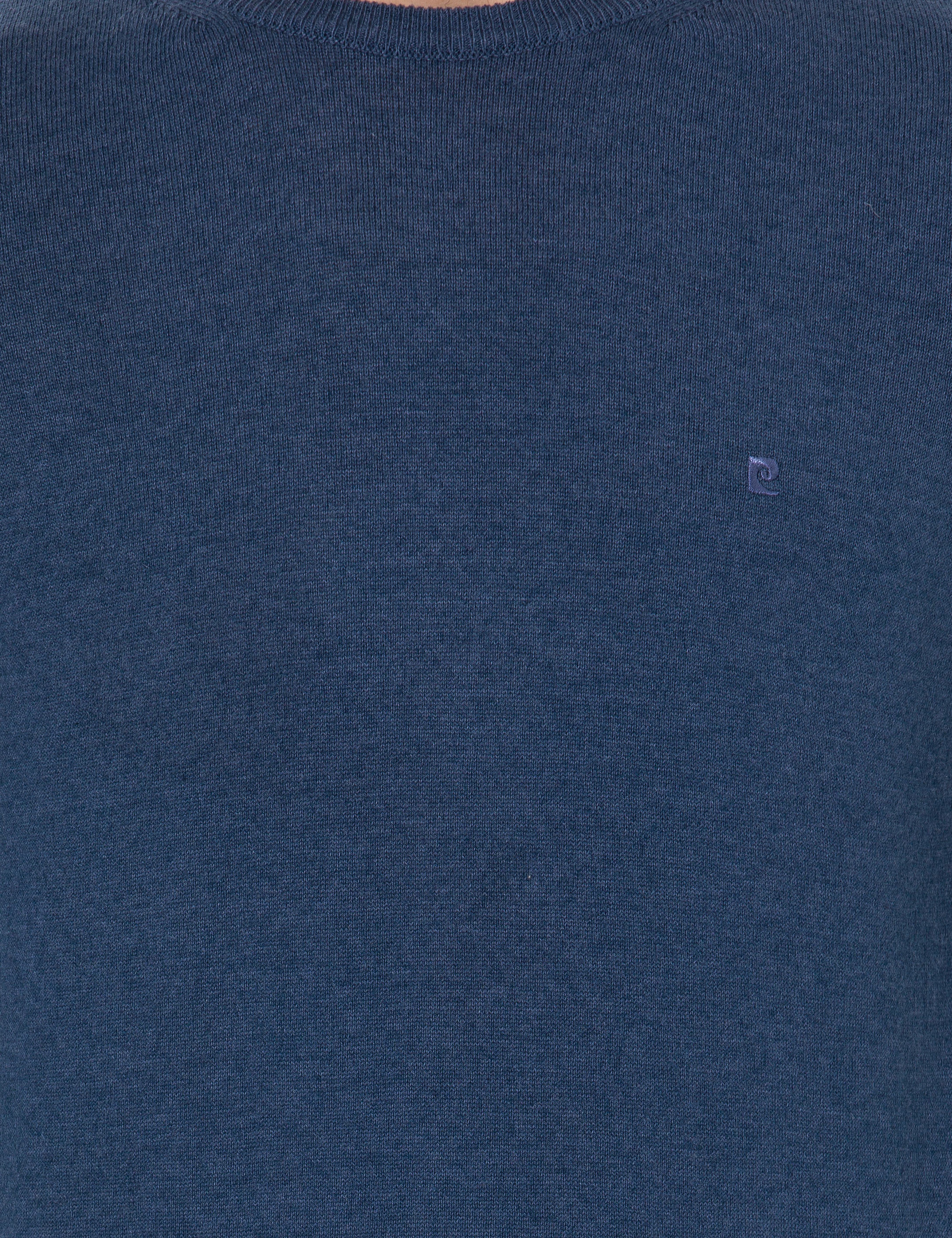 İndigo Melanj Slim Fit Bisiklet Yaka Basic Triko Kazak - Image 6