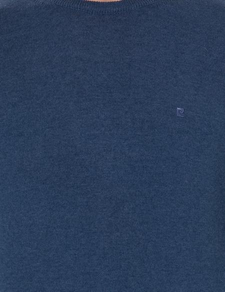 İndigo Melanj Slim Fit Bisiklet Yaka Basic Triko Kazak - 50258993041