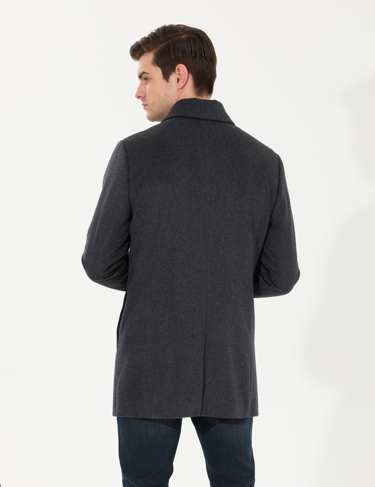 Antrasit Slim Fit Kaşe Kaban - 50257391031