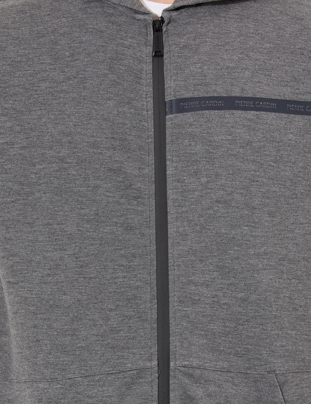 Gri Melanj Kapüşonlu Hırka - 50257601021