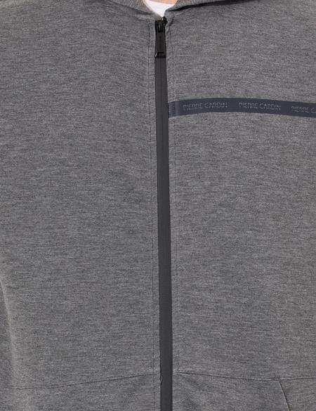 Gri Melanj Kapüşonlu Hırka - 50257601021