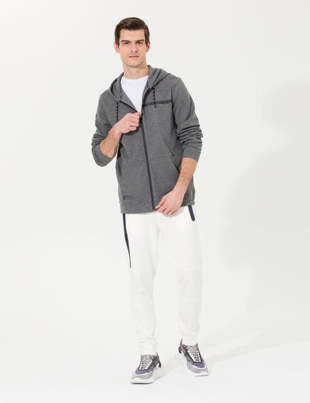 Gri Melanj Kapüşonlu Hırka - 50257601021