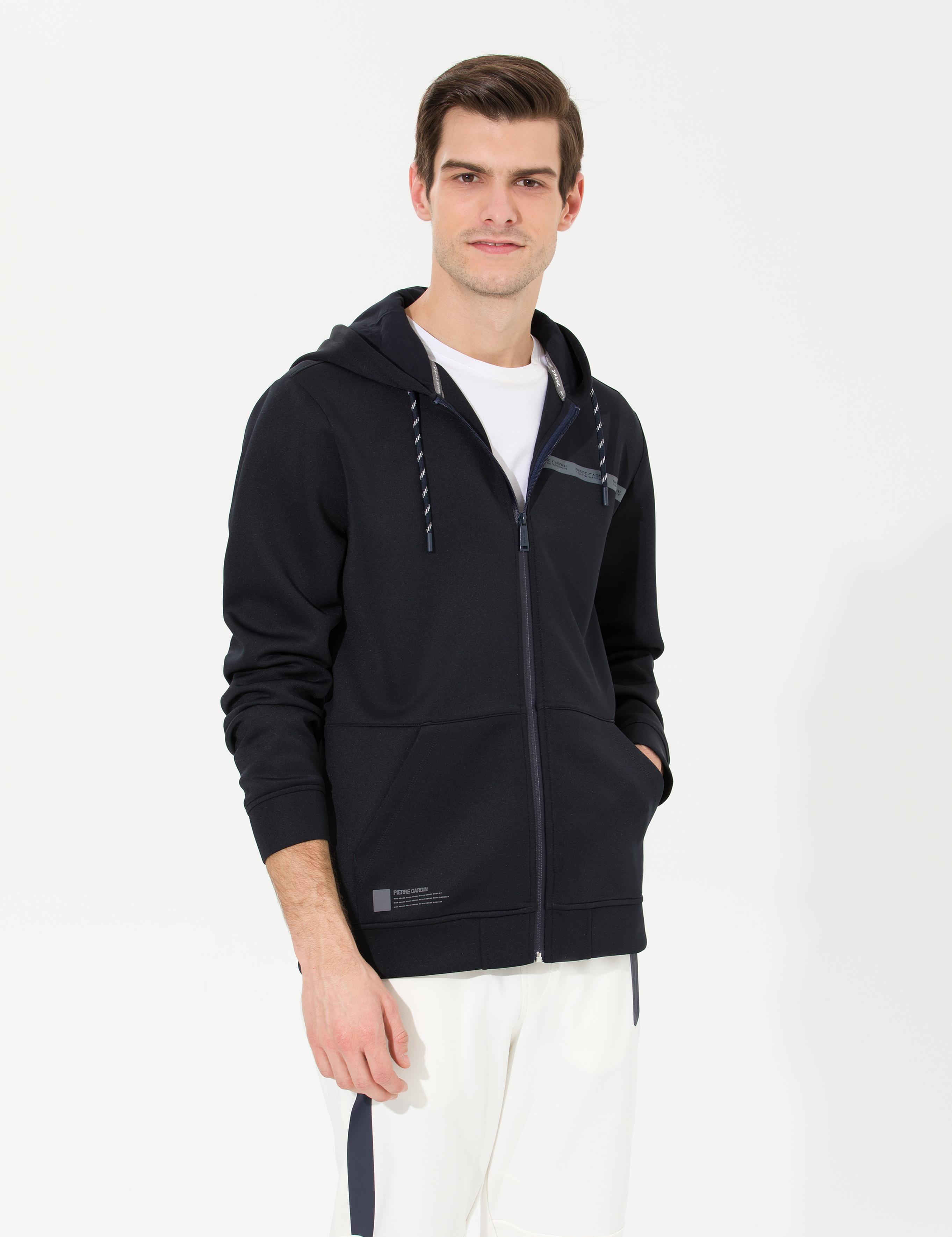 Lacivert Kapüşonlu Hırka