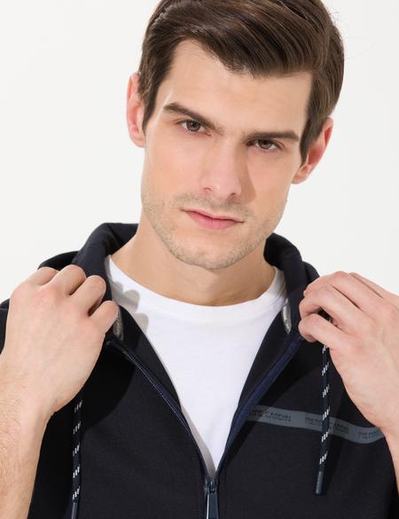 Lacivert Kapüşonlu Hırka - 50257601033