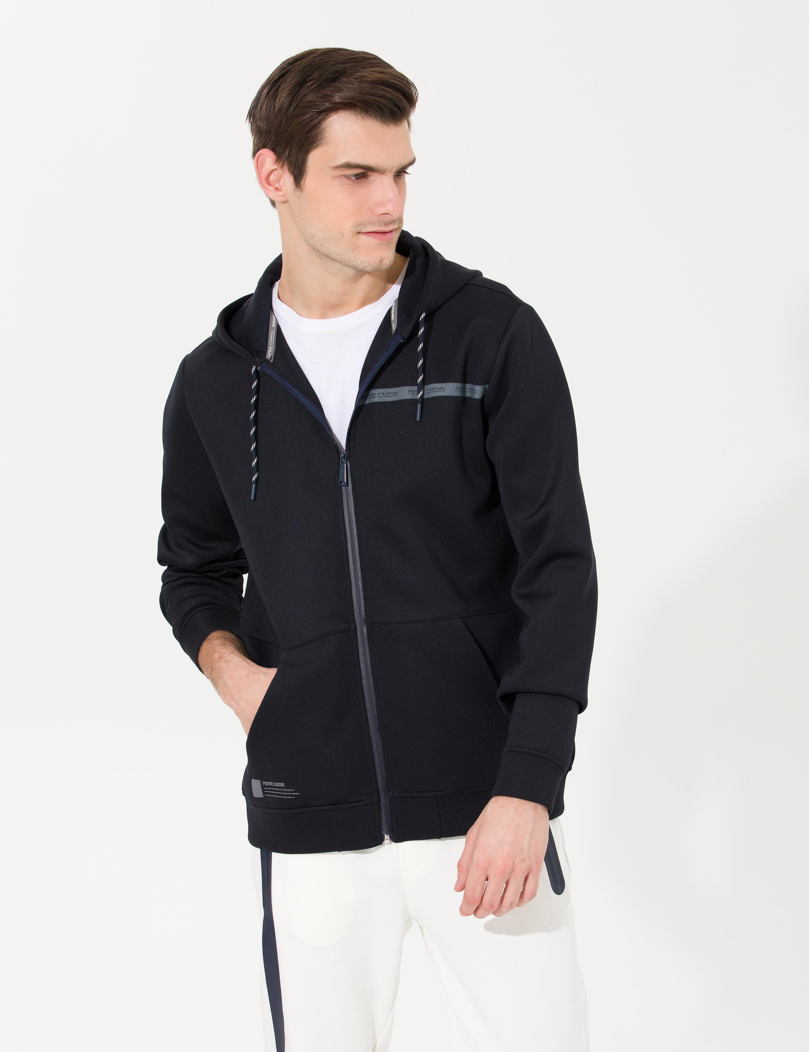 Lacivert Kapüşonlu Hırka